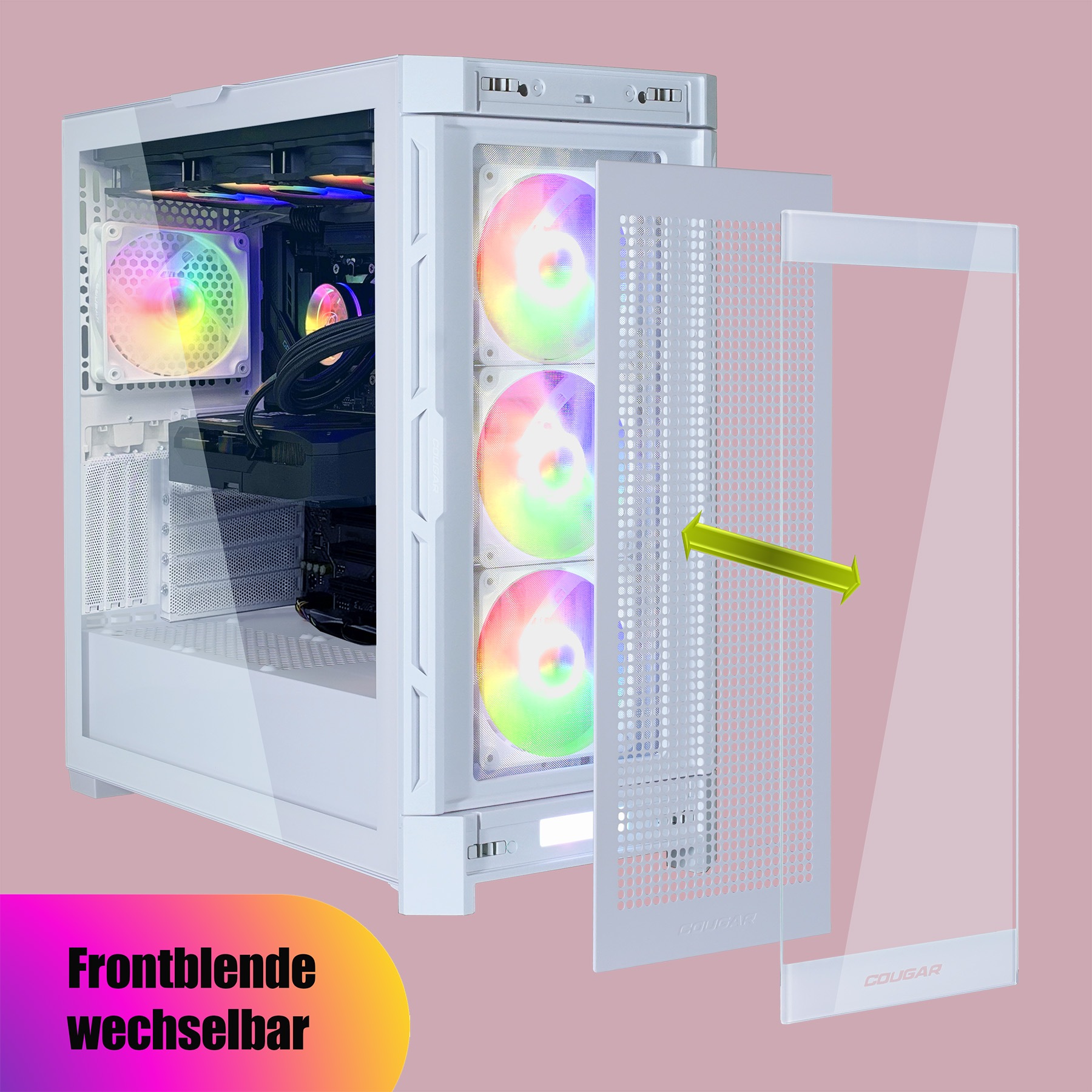 Cougar Gaming-PC »DUOFACE PRO WT 7955 AMD Ryzen 5 9600X 32GB DDR5 1TB SSD RX 9070« Windows 11, DDR5 RAM, Wasserkühlung