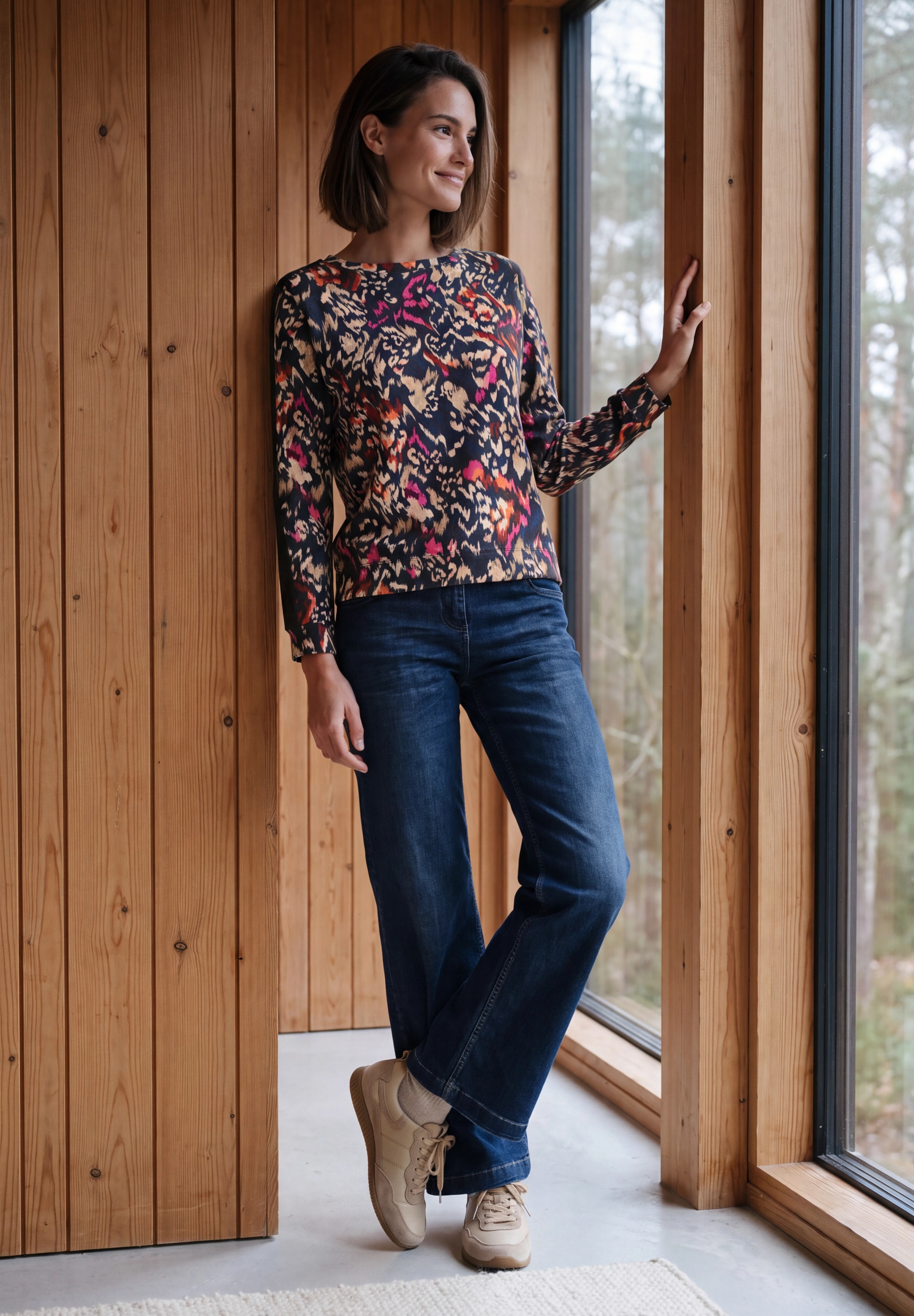 Cecil T-Shirt mit grafischem Muster / Boat Neck