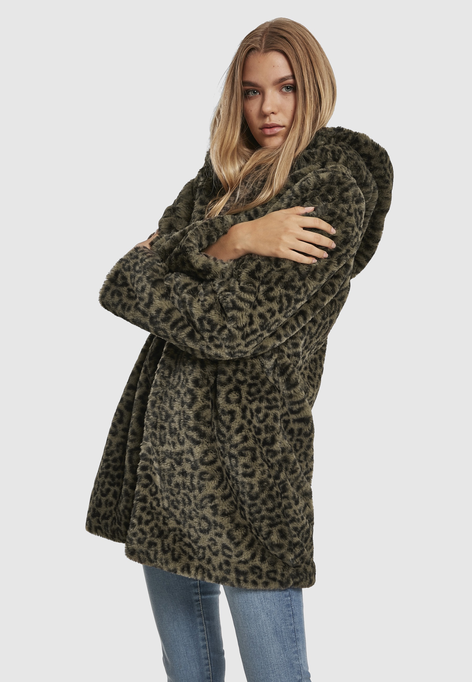 URBAN CLASSICS Parka »Urban Classics Damen Ladies Leo Teddy Coat« 1 Stk. tlg. mit Kapuze