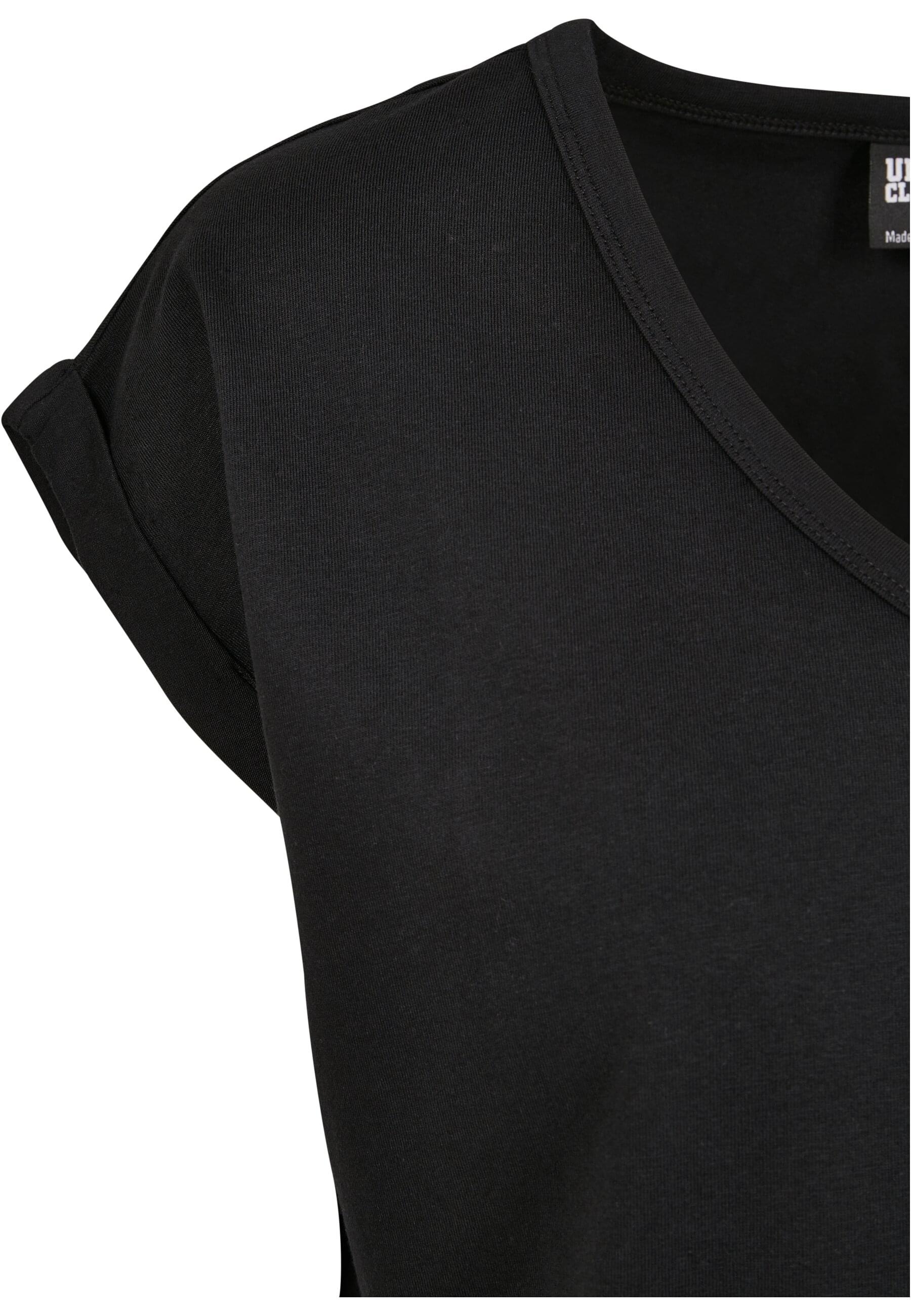 URBAN CLASSICS Kurzarmshirt »Urban Classics Damen Ladies Round V-Neck Extended Shoulder Tee«, (1 tlg.)