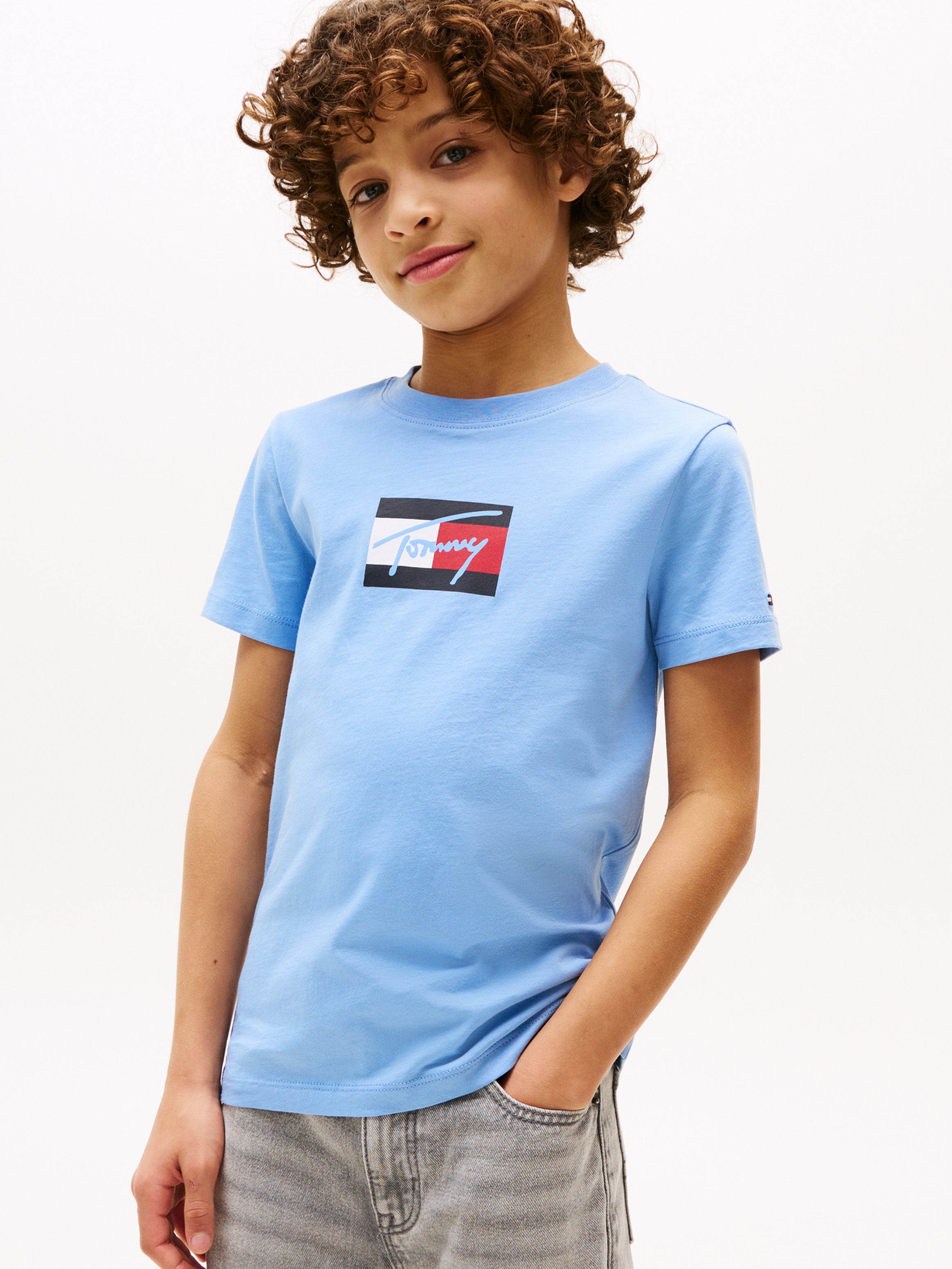 Tommy Hilfiger "TOMMY SCRIPT FLAG PRINT TEE SS" für Kinder bis 16 Jahre, mit Logo-Print