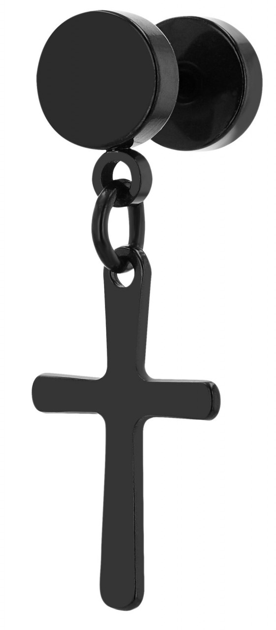 Paar Ohrhänger ADELIA´S "Unisex Ohrstecker aus Edelstahl mit Kreuz", silber, Ohrringe, Damen, Unisex, Edelstahl
