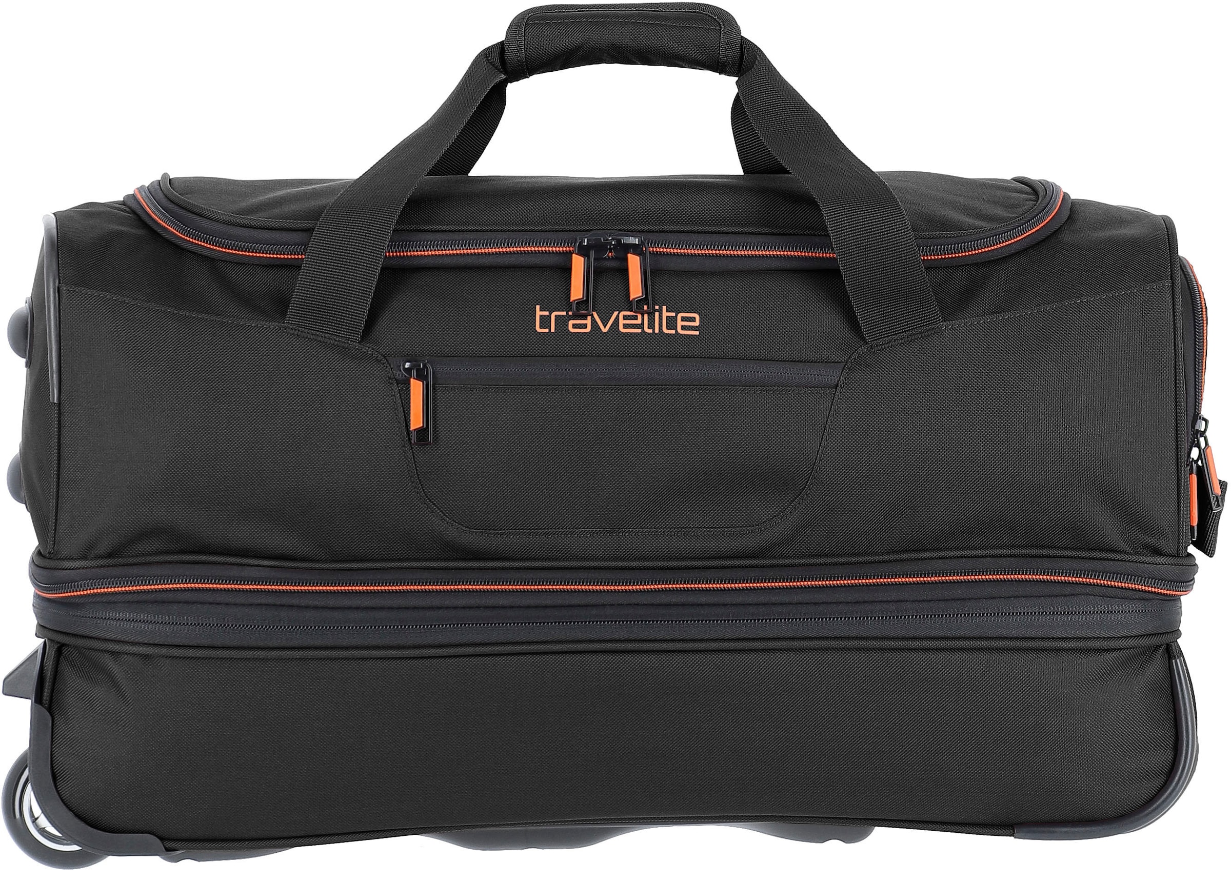 travelite Reisetasche »Basics, 55 cm«, Duffle Bag Sporttasche mit Trolleyfunktion und Volumenerweiterung