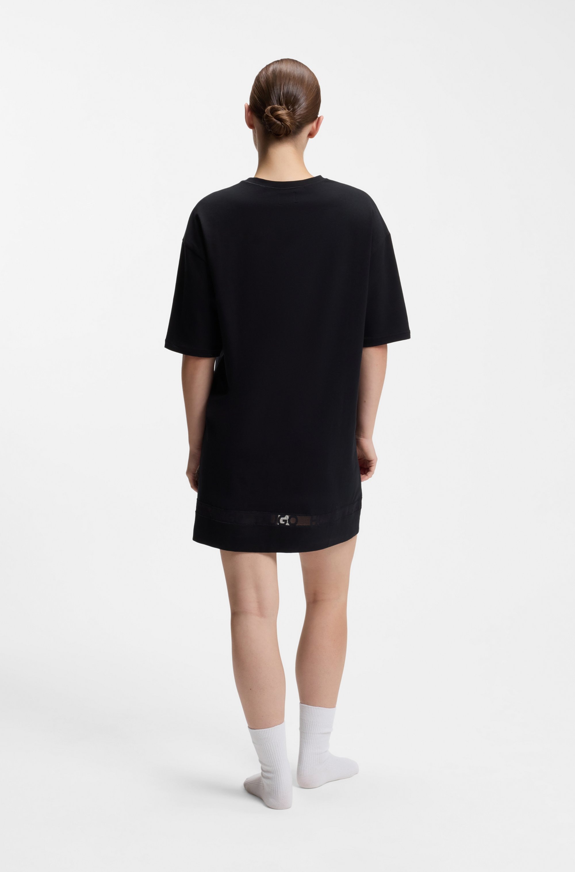 HUGO Underwear Nachthemd aus Stretch-Baumwolle mit Mesh-Einsatz günstig online kaufen