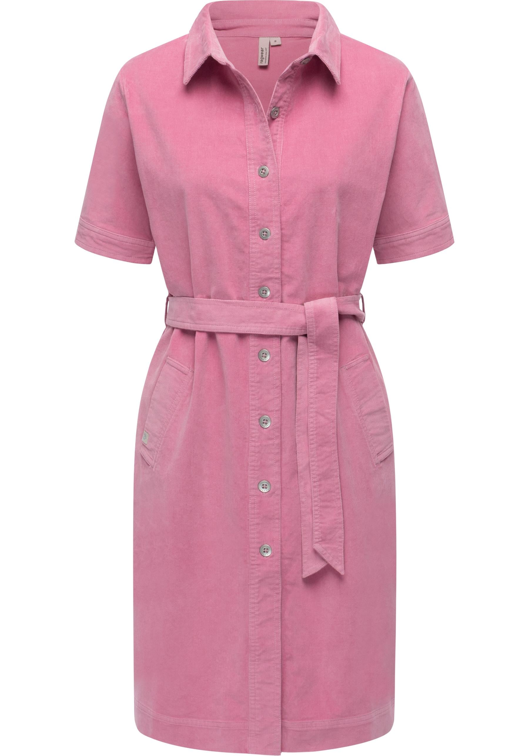Ragwear Cordkleid "Rozyna Cordy YOUMODO" Eingrifftaschen Kurzärmliges Kordkleid mit Hemdkragen