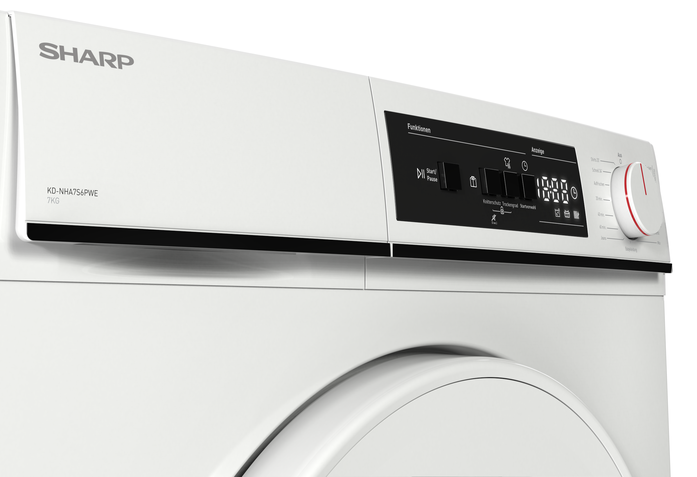 Sharp Wärmepumpentrockner »KD-NHA7S6PWE-DE« 7kg / EEK E / 3 Tasten / Plastik-Tür / Weiß