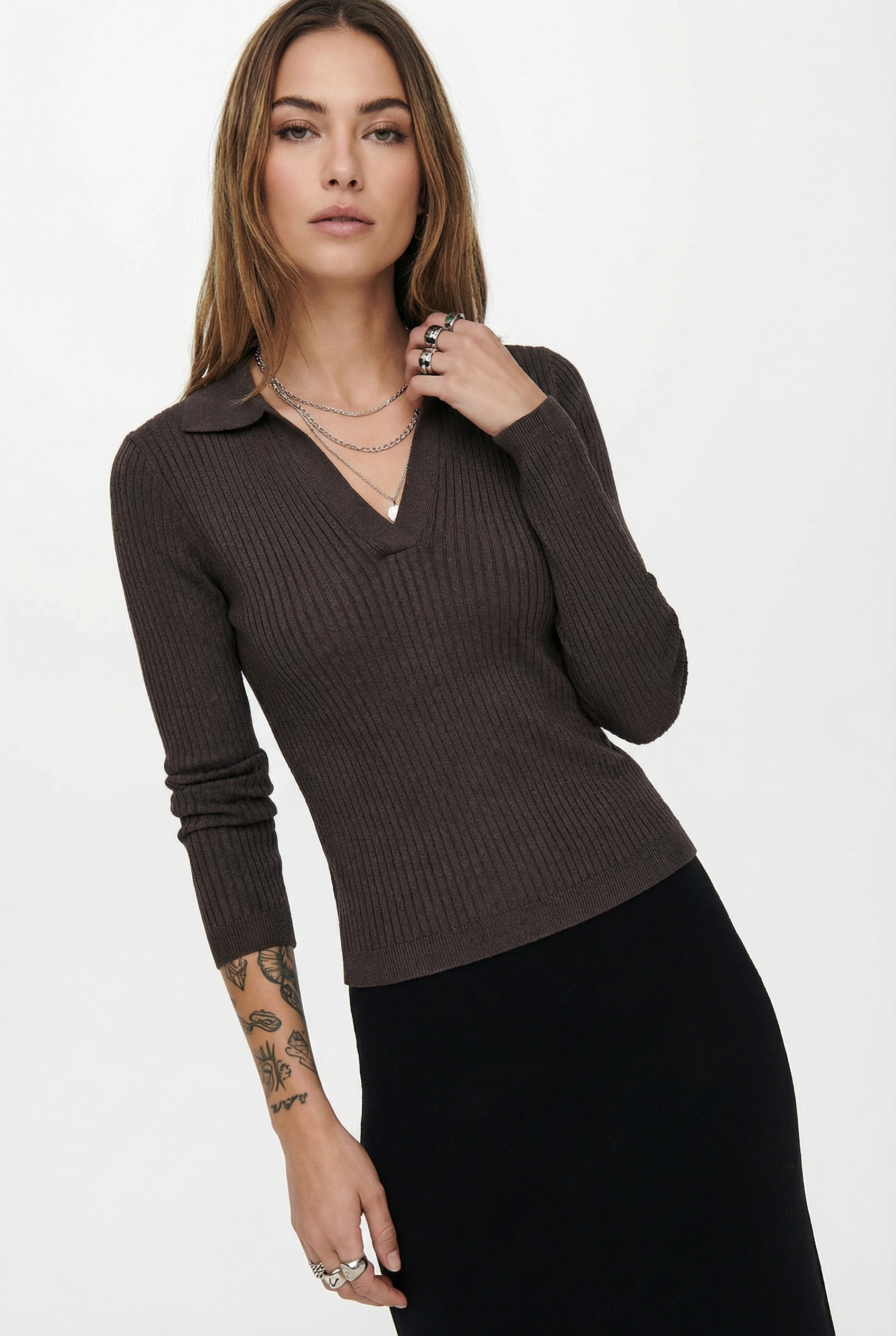 ONLY Polokragenpullover "ONLKAYA LS POLO PULLOVER EX KNT" Rippstrick günstig online kaufen