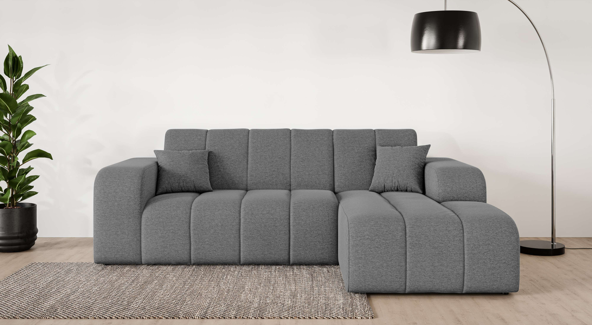 OTTO home Ecksofa "CASSY L-Form, Schlafsofa mit Bettkasten, Maße B/T/H: 245/165/88 cm" mit 2 Rückenkissen, Recamiere rechts oder links bestellbar