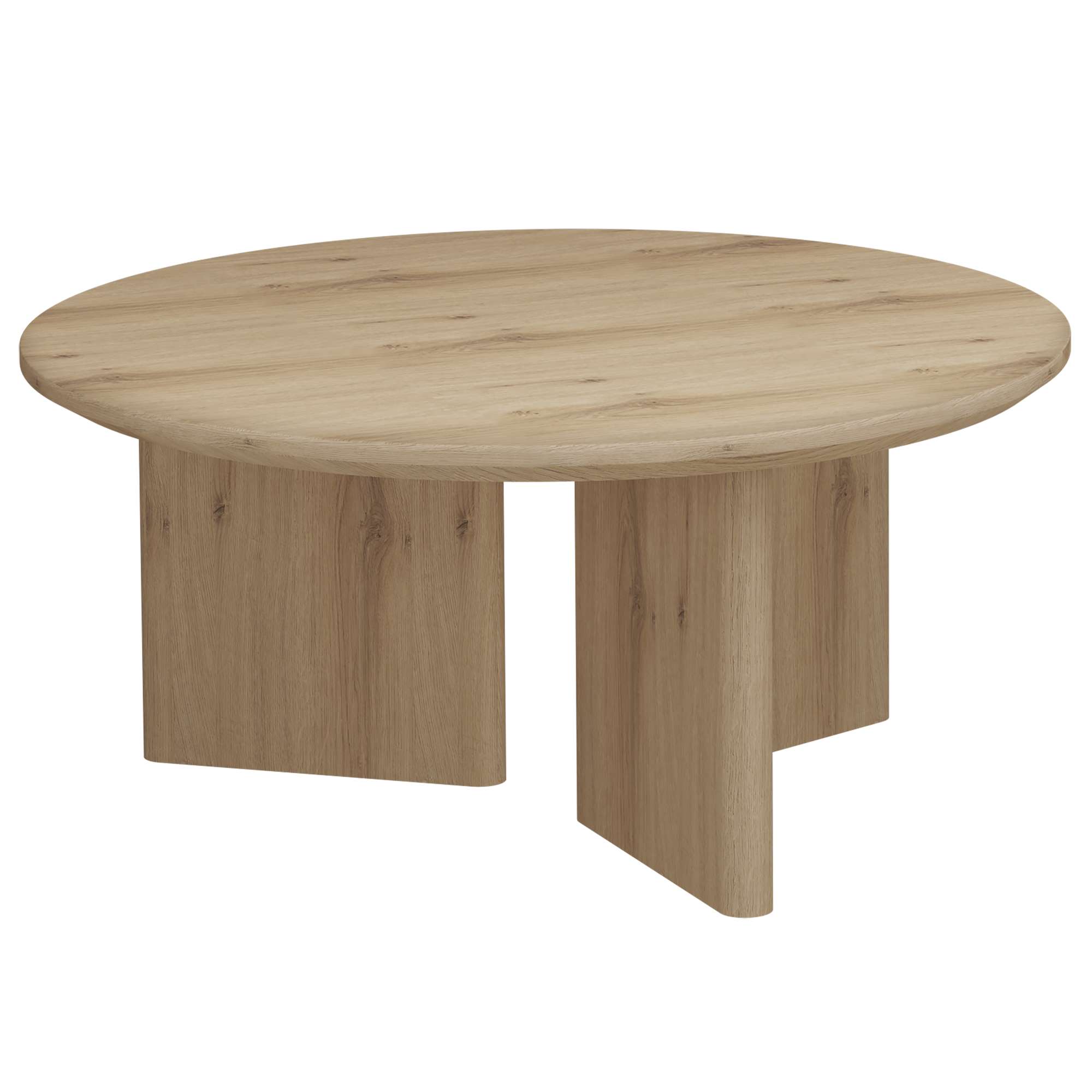 OTTO home Couchtisch "Cassian" 1 Stk. tlg. warme Eichenoptik, außergewöhnliches Kreuzgestell, Ø 80 cm