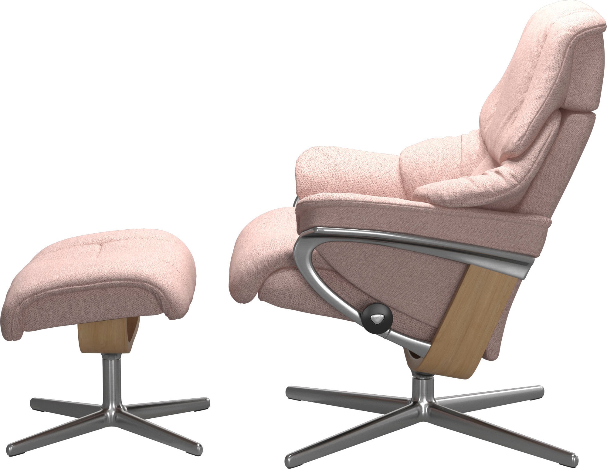 Stressless® Relaxsessel »Reno«, (Set, Relaxsessel mit Hocker), mit Hocker, mit Cross Base, Größe S, M & L, Holzakzent Eiche