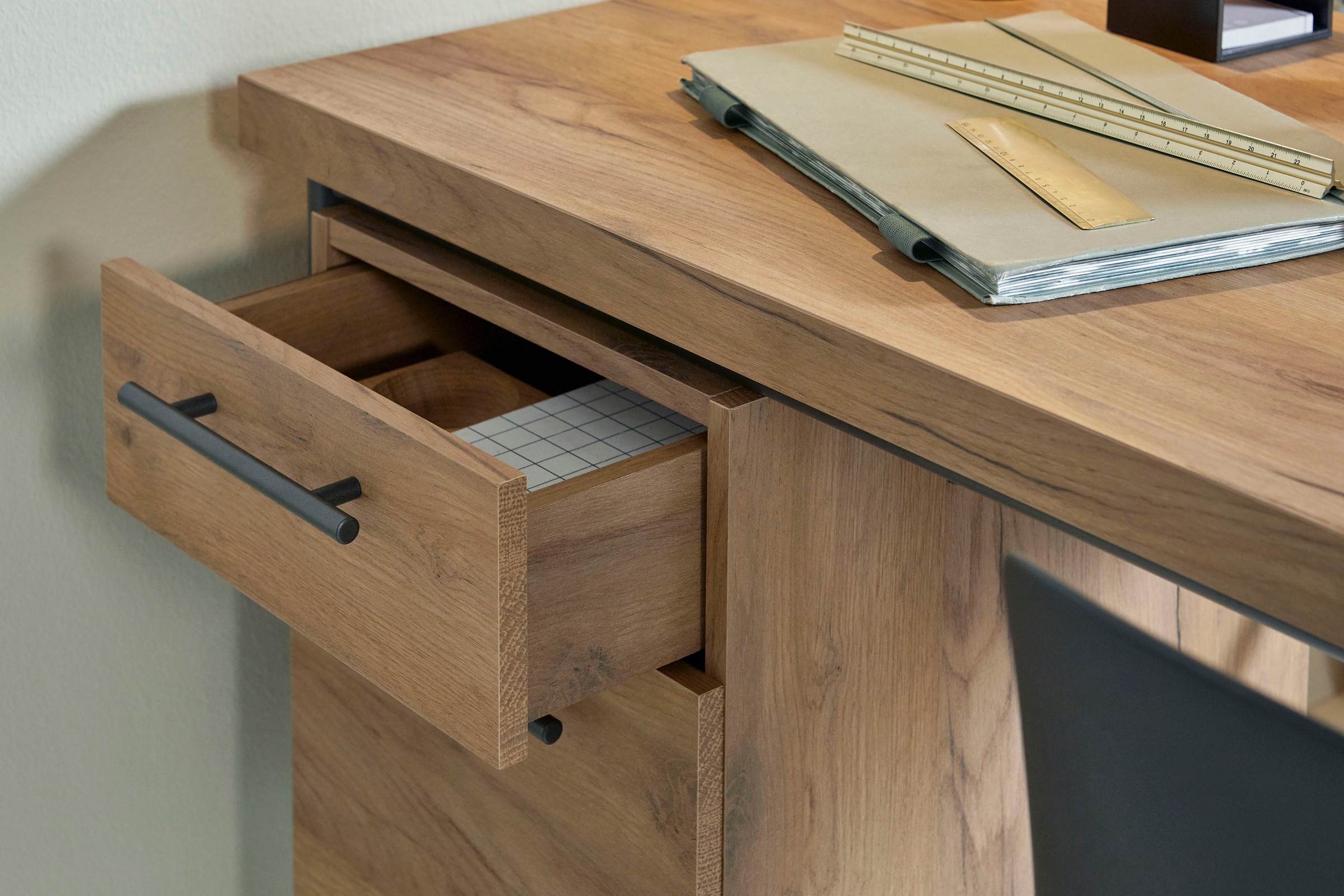 Jahnke Schreibtisch »CRAFT«, Schreibtisch im Industrie-Design, wechselseitig montierbar