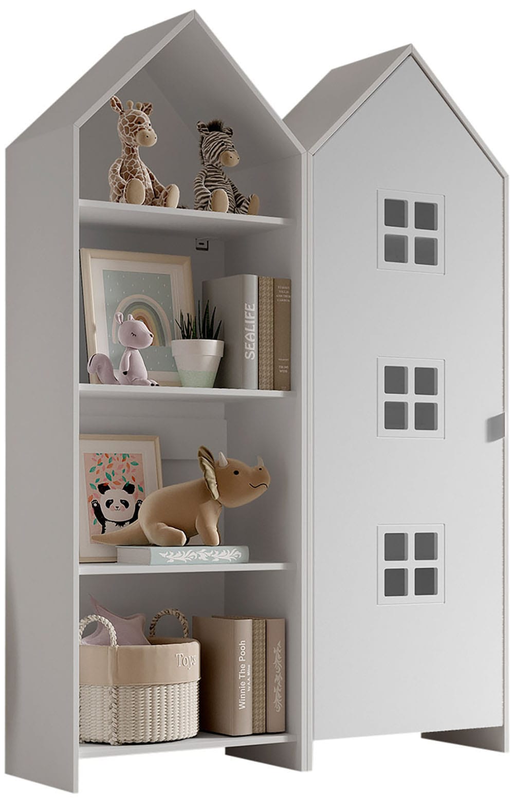Vipack Kleiderschrank »Set Casami Bruges in trendigem Design, 1 Regal u. 1 Kleiderschrank« Schranktür in verschiedenen Farben und Fensteranordnungen, 2 Stk. tlg. variable Typenanordnung, Kleiderschrank mit Böden und Kleiderstange