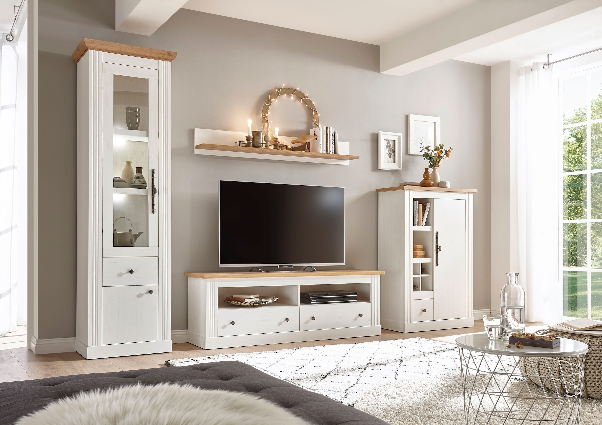 OTTO home Wohnwand "Westminster, Anbauwand im Landhausstil, Komplettset, Wohnzimmer-Set" Set, 4 Stk. tlg.