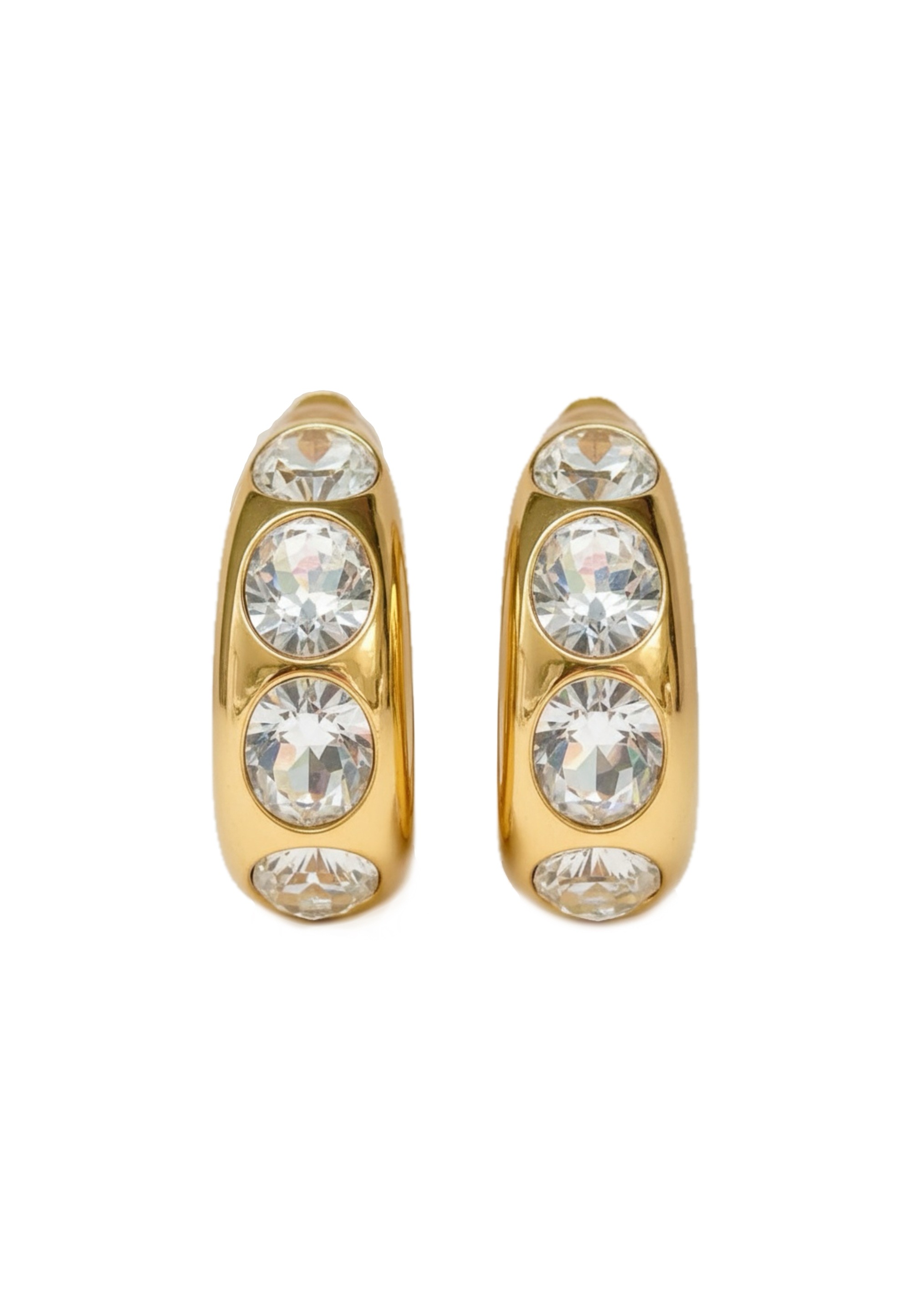 FILIPPA FIRENZE Damen Paar Ohrclips "Venice Ice", Edelstahlgoldfarben, Edelstahl, Ohrringe, mit funkelnden Kristallen