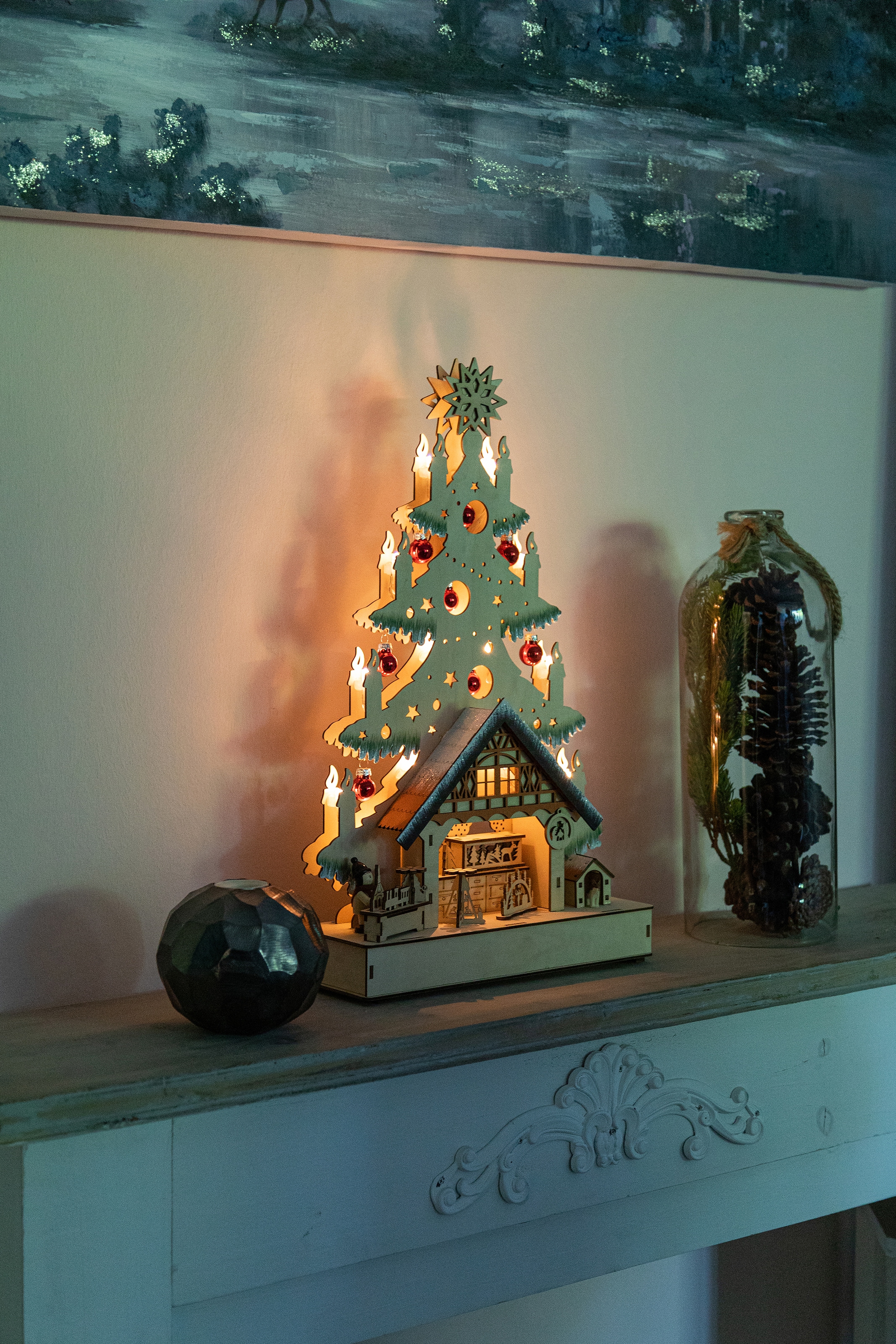 Accessoires kaufen 49 BAUR Weihnachtskugeln Möbel Holz, | geschmückt, ca. cm Schwibbogen, aus & Myflair mit LED Höhe