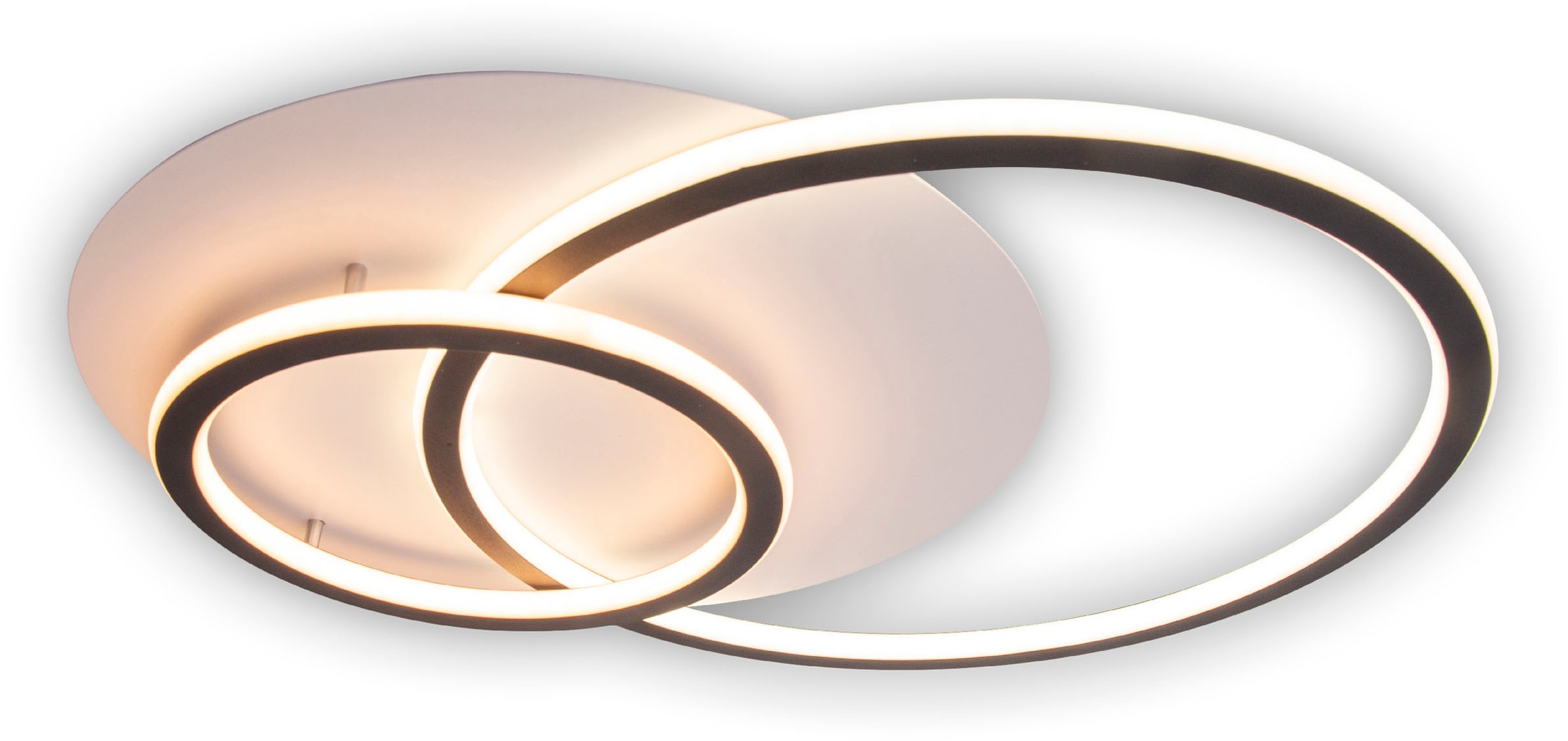 näve LED Deckenleuchte »Kirk«, 2 flammig, Leuchtmittel LED-Modul | LED fest integriert, Materialmix in drei unterschiedlichen Kreisformen, warmweißes Licht