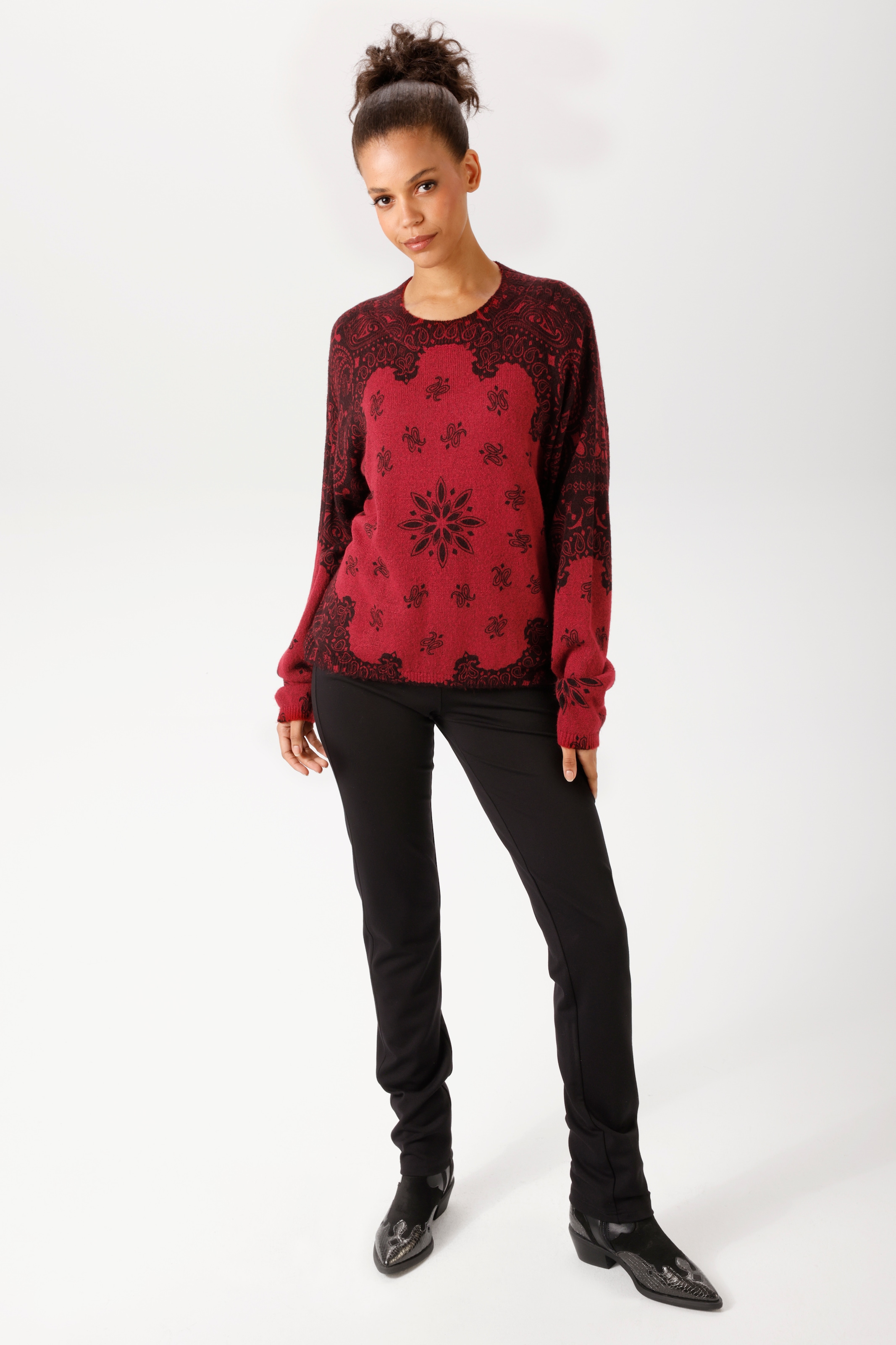 Aniston CASUAL Strickpullover mit fantasievollen Mustern bedruckt - NEUE KOLLEKTION