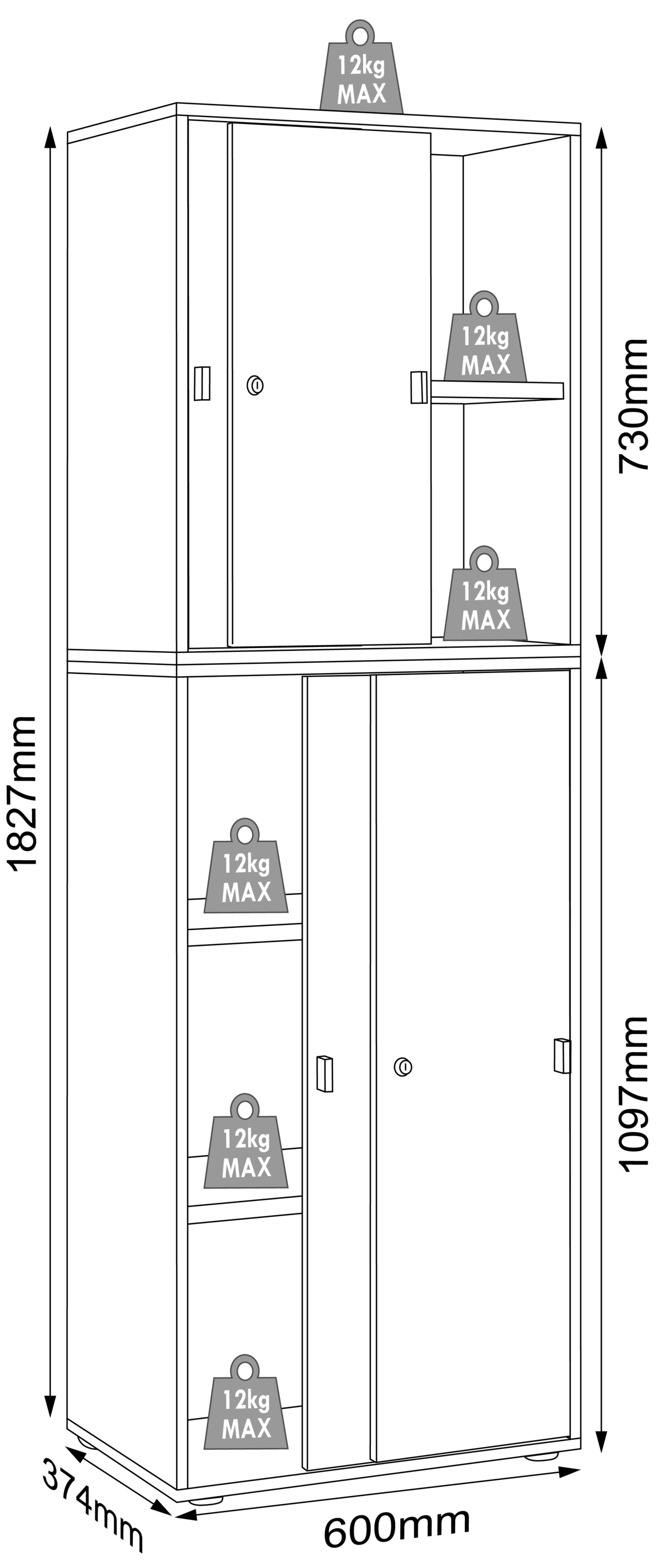 VCM Aktenschrank »Büroschrank Aktenschrank Schiebetüren Salia 5fach« 1 Stk. tlg.