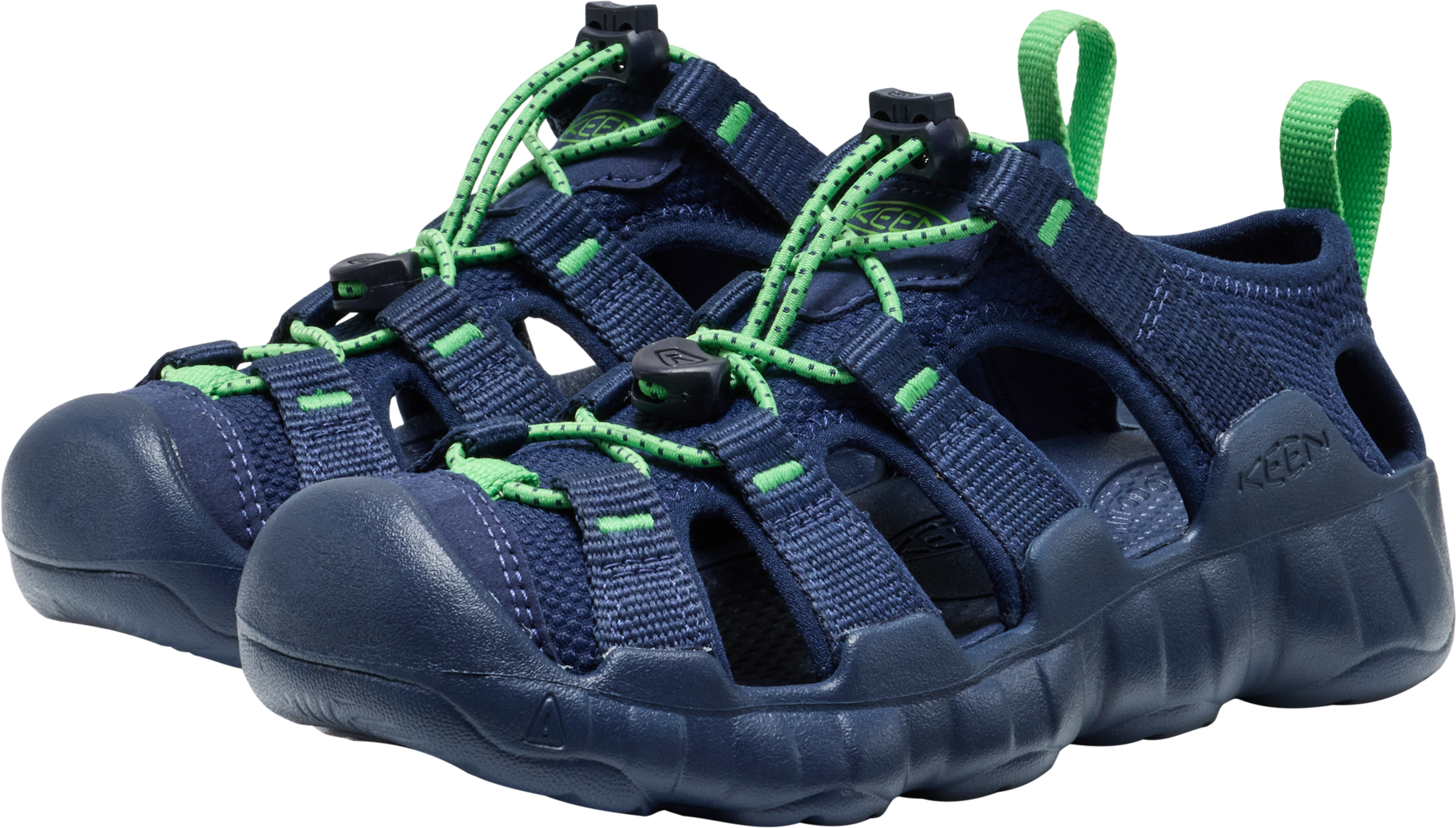 Sandale KEEN "HYPERPORT H2", Jungen, Gr. 34, naval academy, vibrant grün, Synthetik, Schuhe Sandale, waschbar und schnell trocknend