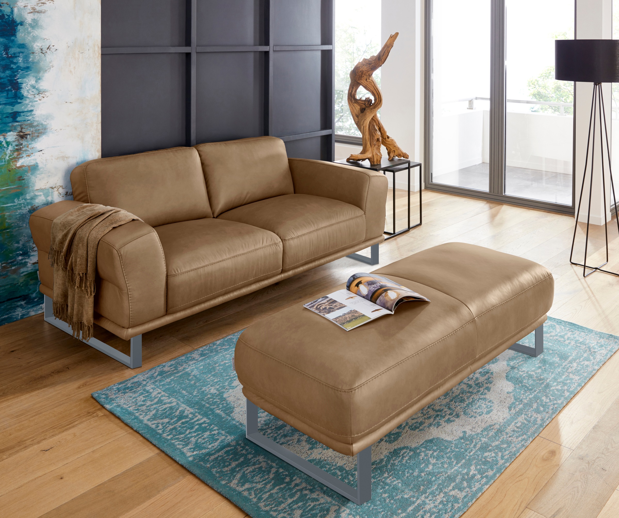 W.SCHILLIG Hocker »montanaa«, mit Metallkufen in Silber matt, Breite 141 cm