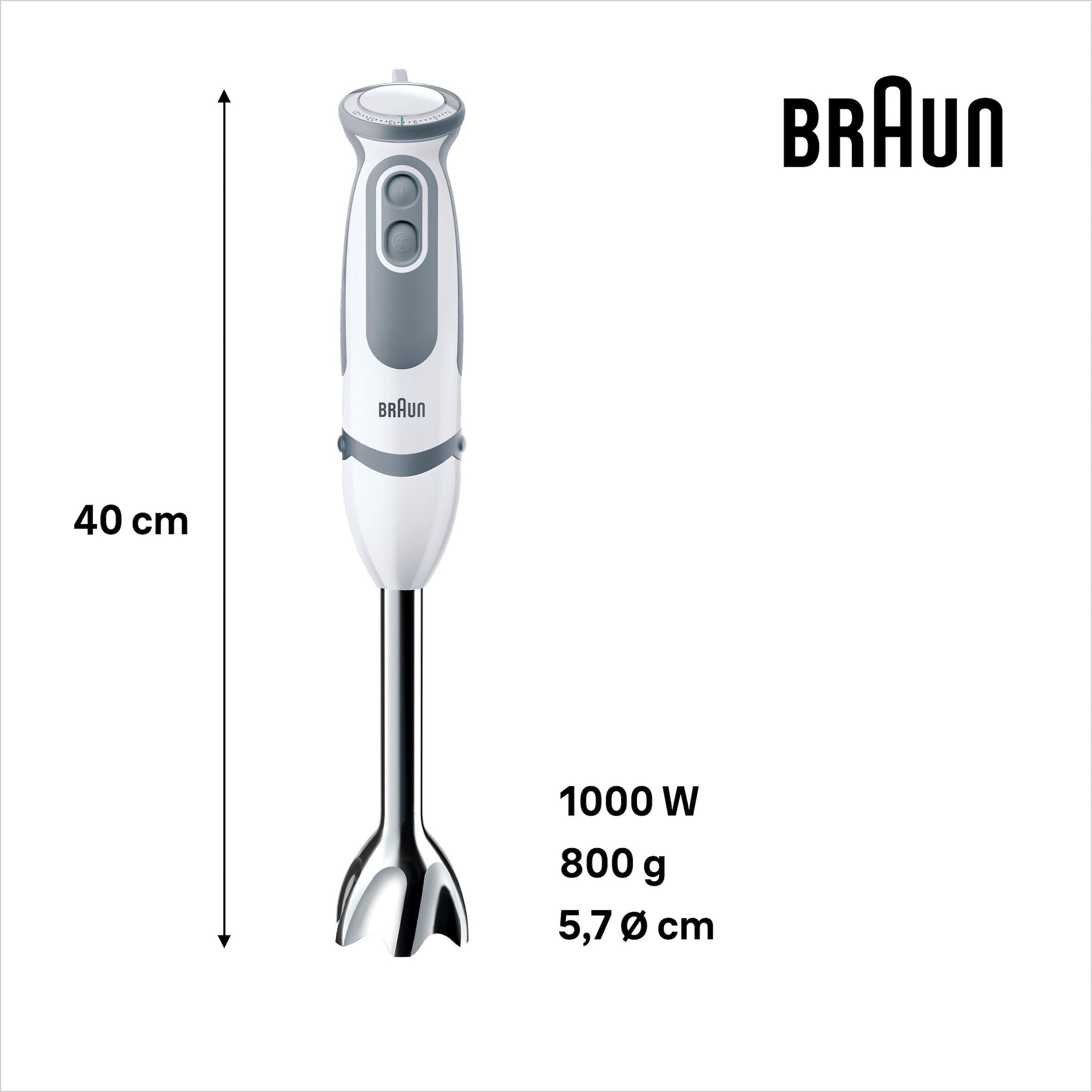 Braun Stabmixer »MQ 5200 WH WH MultiQuick 5 Vario«, 1000 W