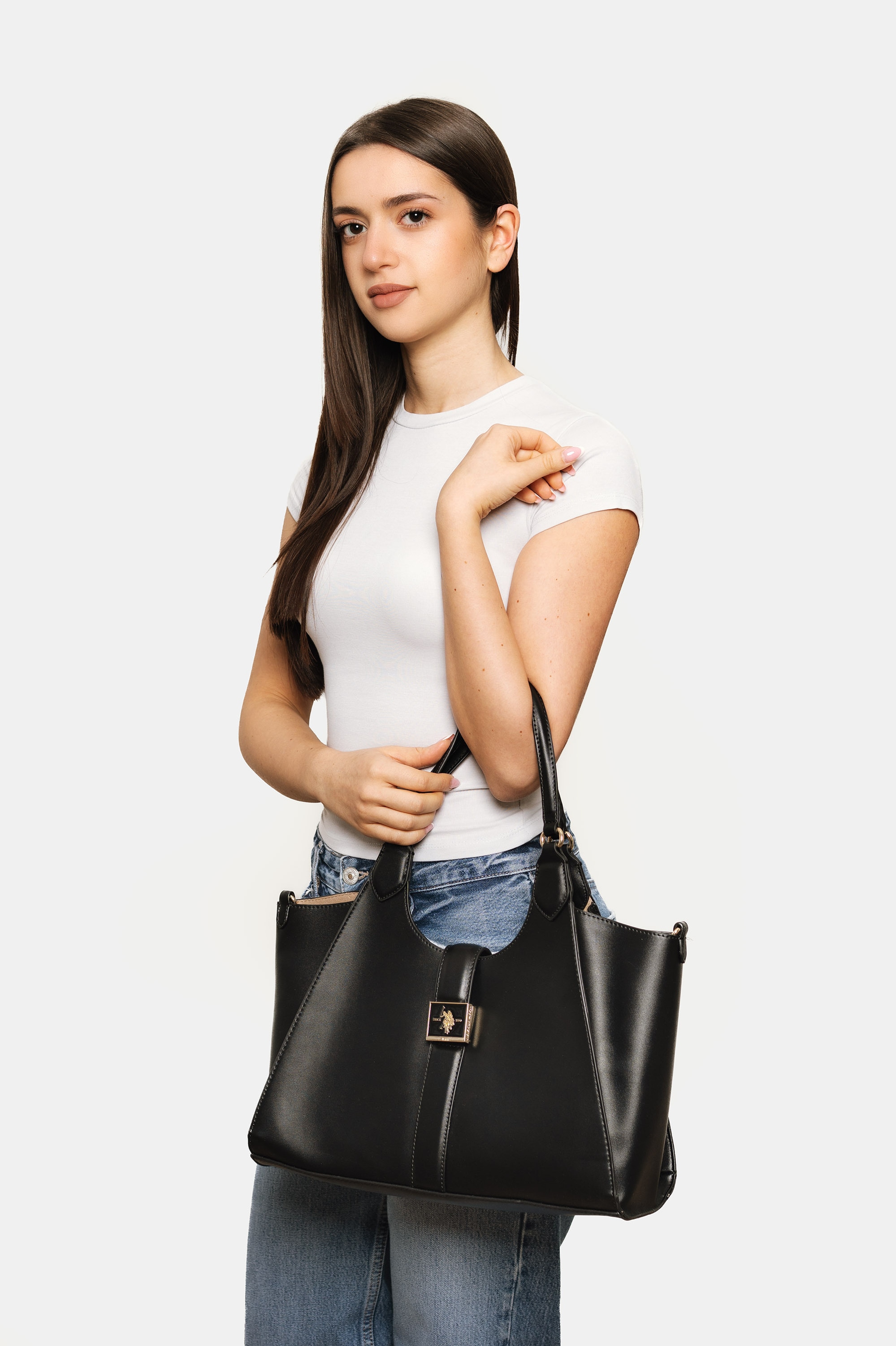 U.S. Polo Assn. Tragetasche »MARGARET DOUBLE HANDLE BAG Damen« Tragetasche Damen, Shopper, Einkaufstasche, Fashion, Lifestyle, Sale