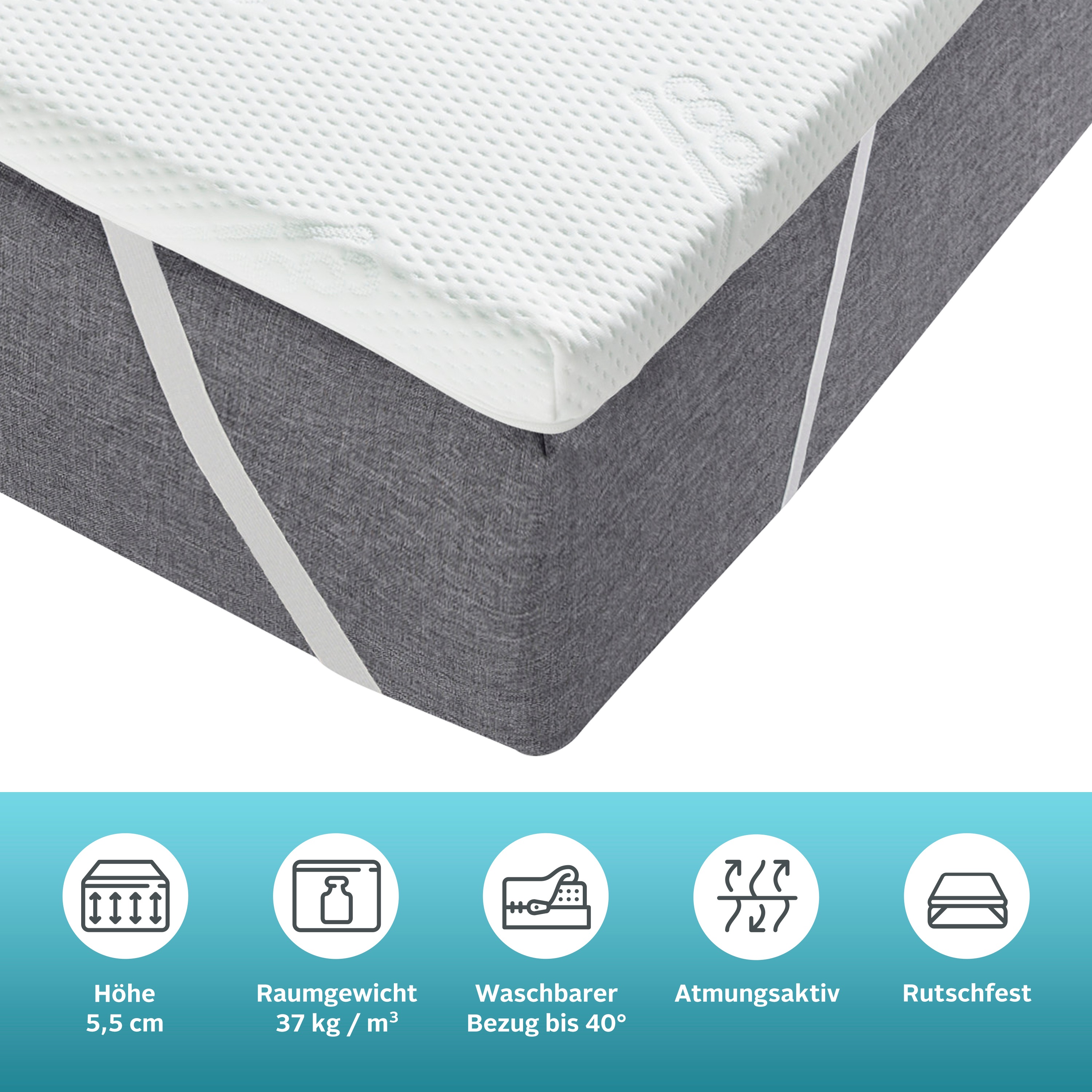 Thumbnail - my home Topper "Aquam, Topper 90x200 cm,180x200 cm in 4 Härtegraden" Matratze, Boxspringbett, Allergiker geeignet (Hauss...