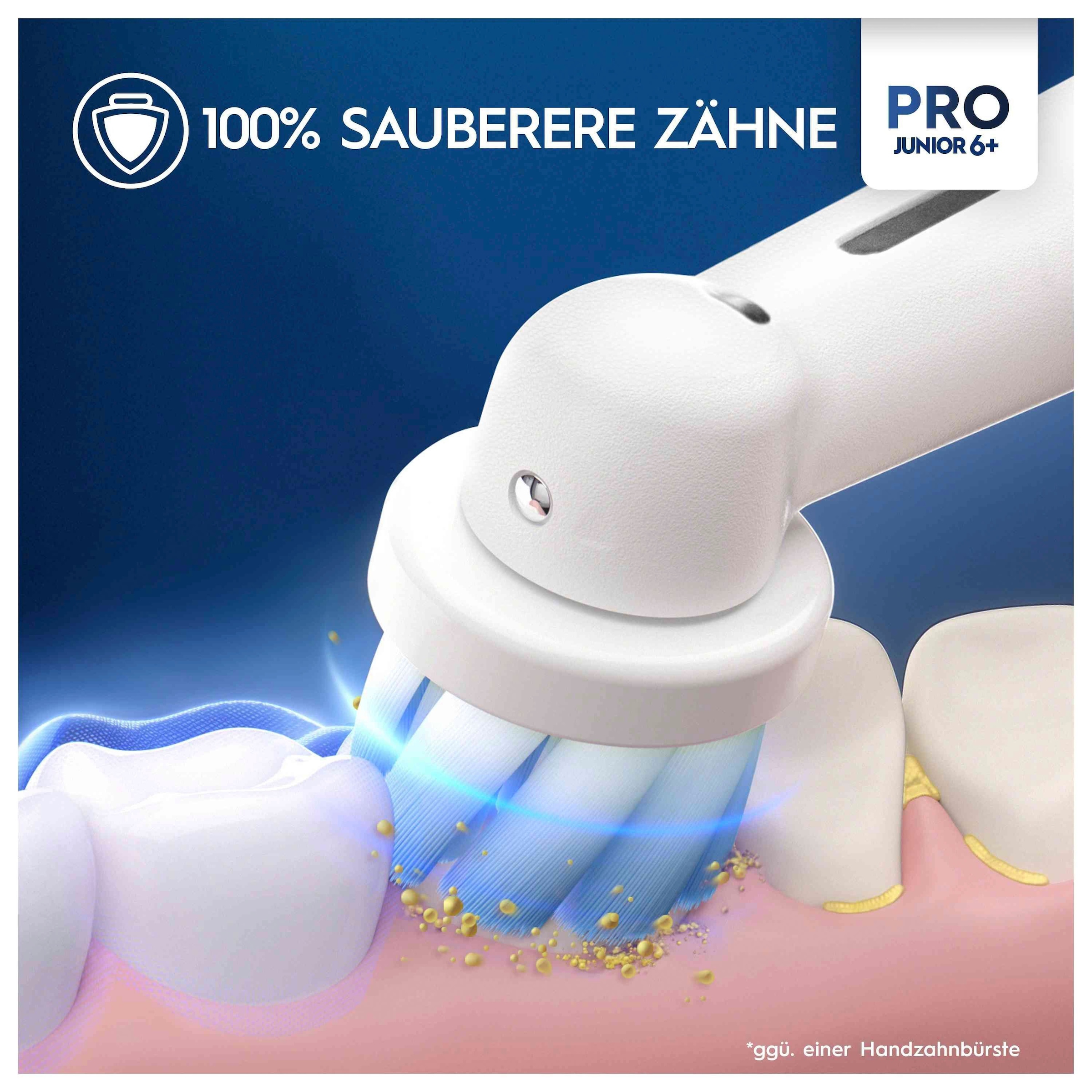 Oral-B Elektrische Zahnbürste »Pro Junior«, 2 St. Aufsteckbürsten, Drucksensor
