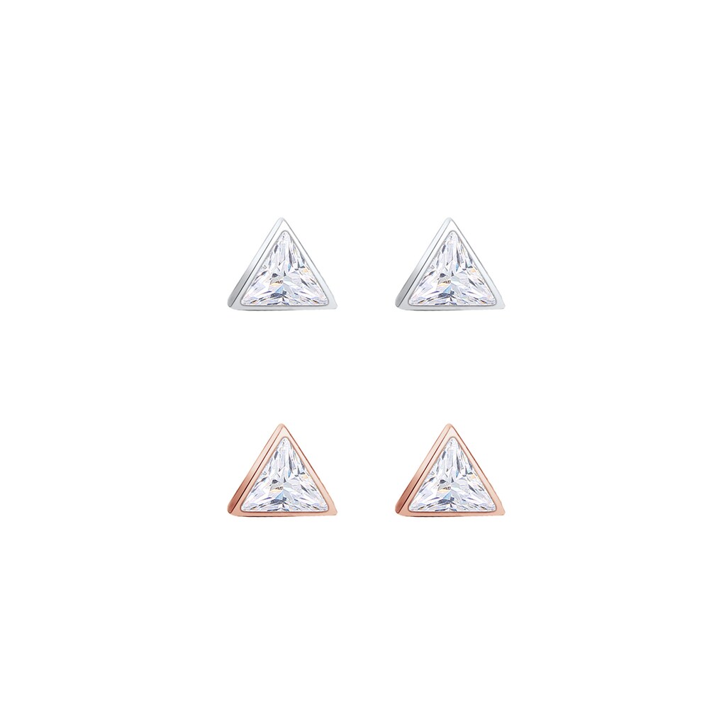 Elli Paar Ohrstecker »Set Dreieck Geo Bi-Color Zirkonia Trend 925 Silber«