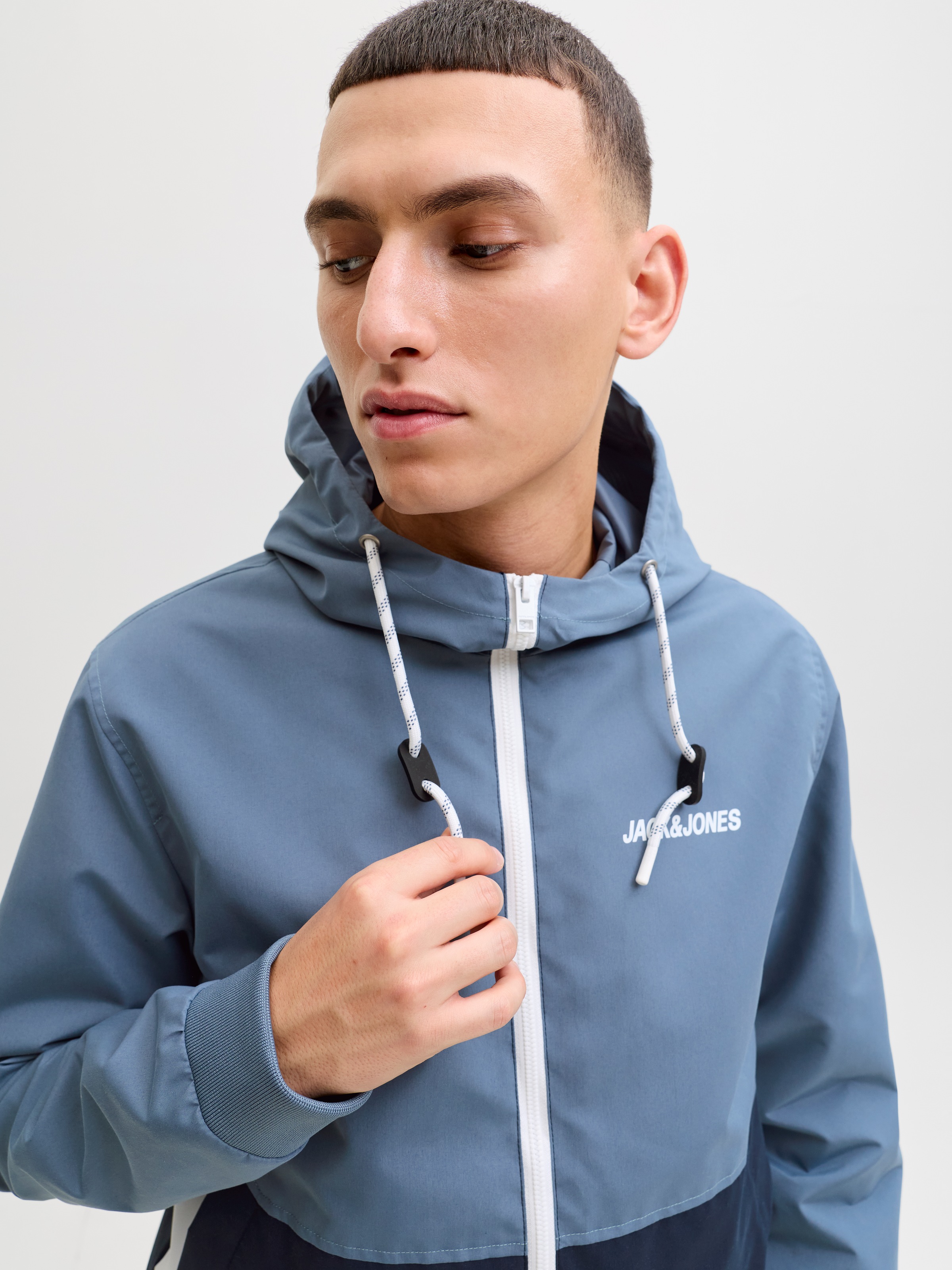 Jack & Jones Blouson Bomber Rush Blue Mirage / Detail Navy Blazer / White Blocking S Homme 5
