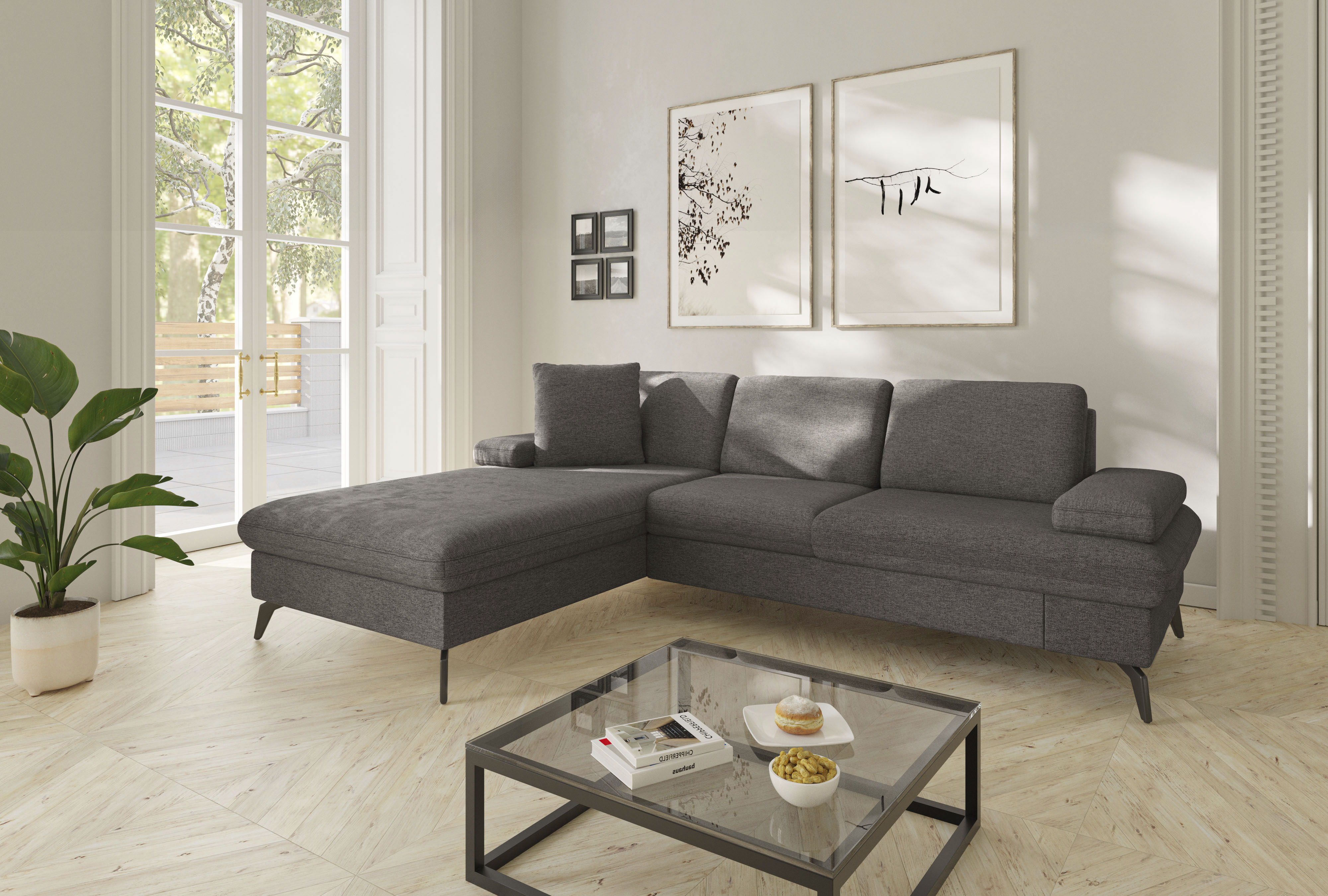Ecksofa SIT & MORE, B:247cm H:83cm T:171cm, braun, 100% Polyester, Wohnzimmer, Sofas, "Morris Jubi L-Form, B: 247 cm", mit Armteilfunktion & 1