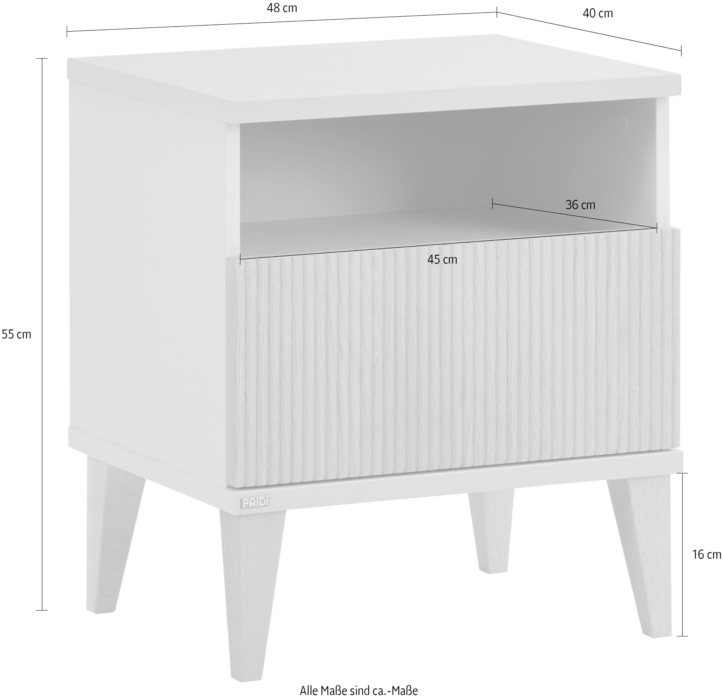 PAIDI Nachtkommode »JONTE in Beige, Schublade mit Soft-Close« B/H/T ca. 48/55/40cm, Cashmere-Beige/Light Oak,  moderner & stabiler Nachttisch mit Massivholz-Füßen
