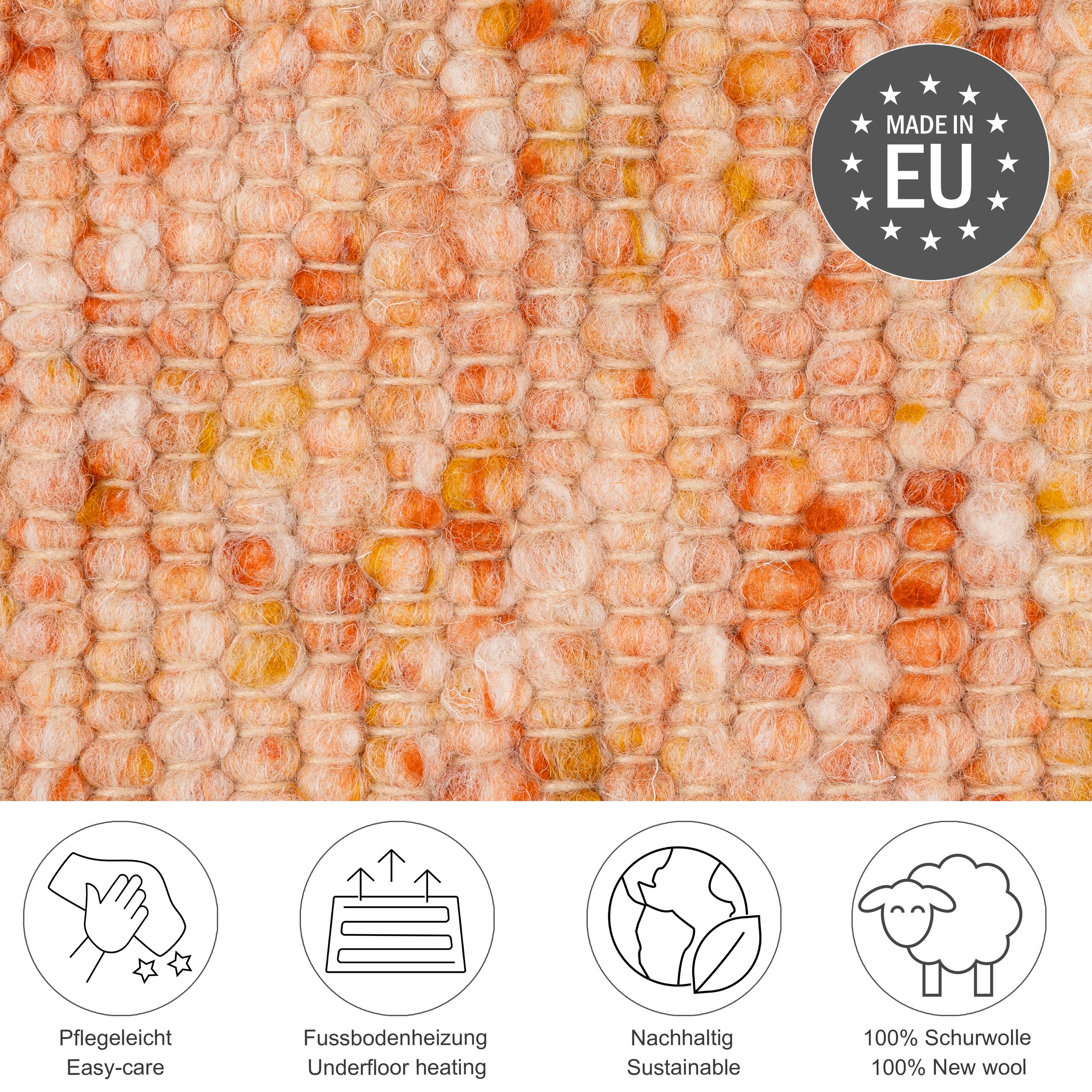 THEKO Wollteppich "Alm Freude" rechteckig 12 mm Höhe Handweb Teppich, reine günstig online kaufen