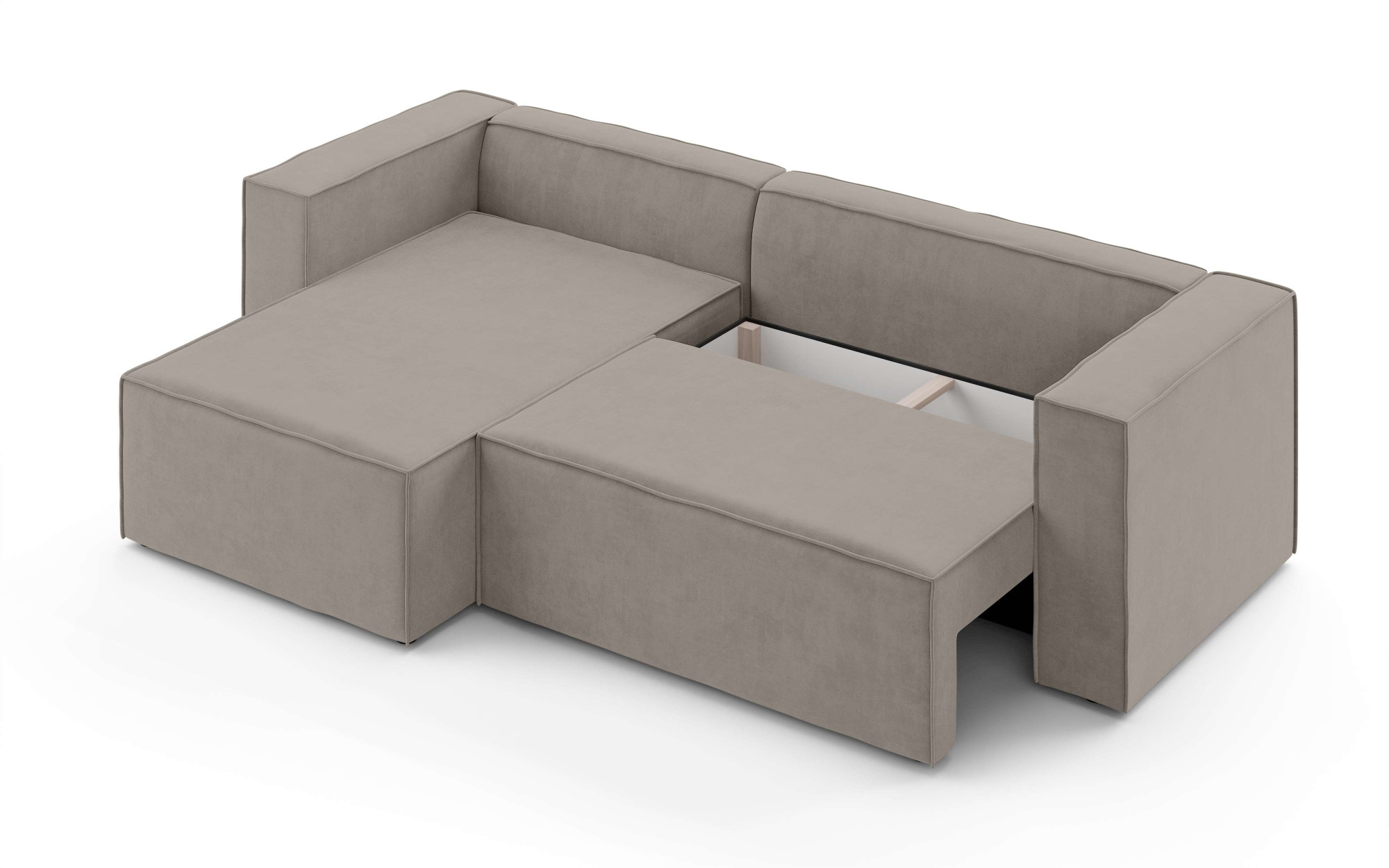 INOSIGN Ecksofa »LINCOLNVILLE mit Bettfunktion und Bettkasten, Maße B/H/T 244/76/150 cm«, L-Form mit Wellenunterfederung, Recamiere beidseitig montierbar