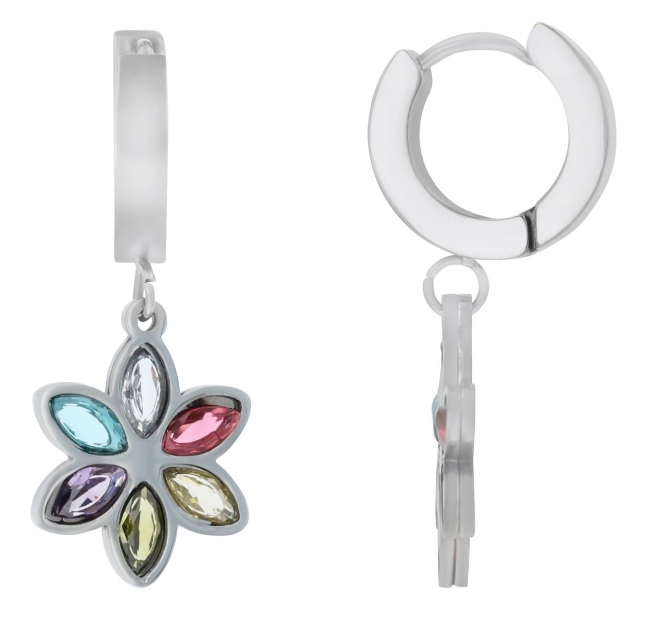 Paar Ohrhänger ADELIA´S "Damen Ohrhänger aus Edelstahl mit Blume - - Ø 9 mm", silber, Ohrringe, Damen, Damen, Edelstahl