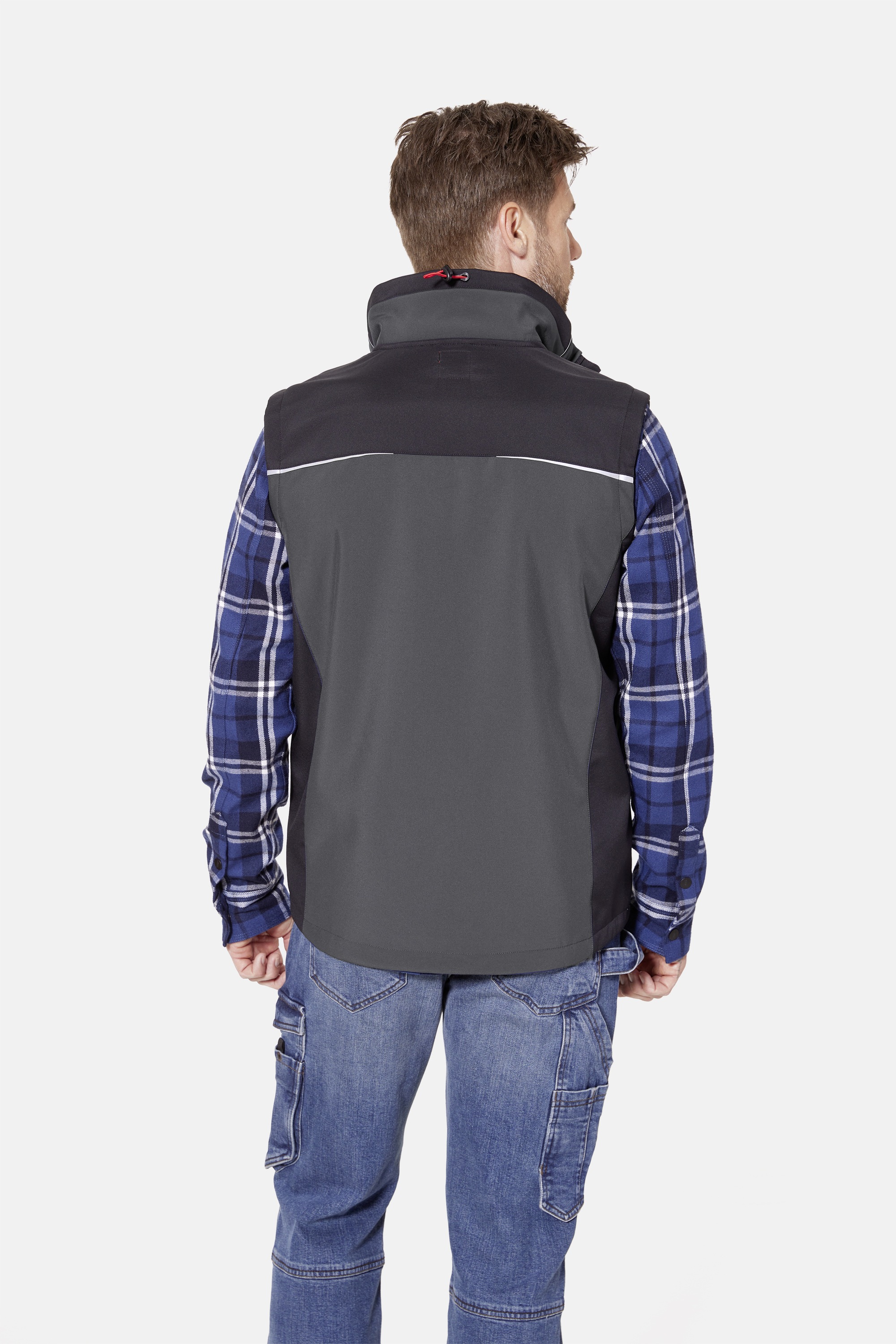 Herren Arbeitsweste "Workwear Arbeits-Cargoweste Softshell", schwarz, Gr. L, HERO BY JOHN MEDOOX, angeraute Sweatware, 100% Polyester, Westen,