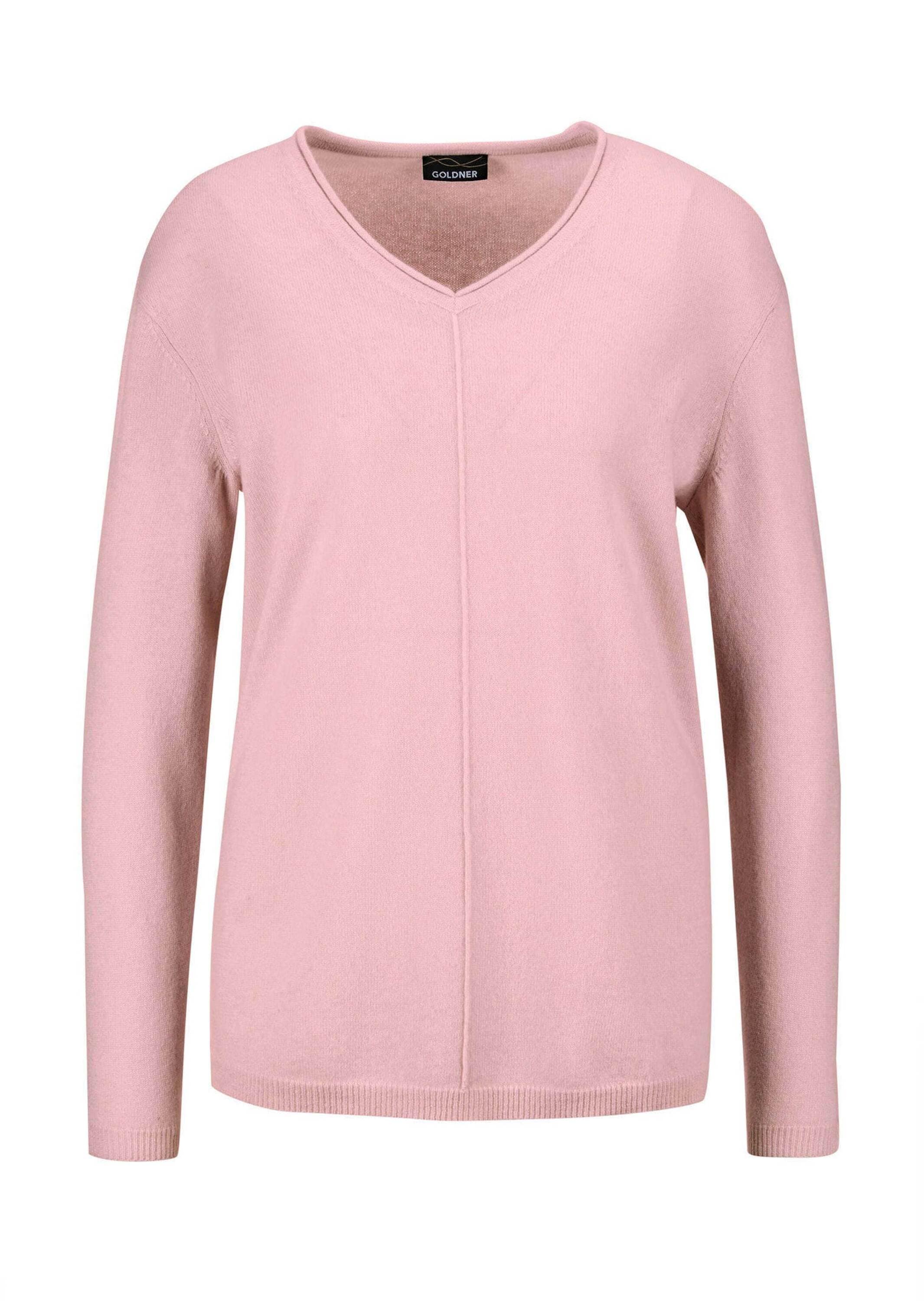 GOLDNER Strickpullover "Kurzgröße Basicpullover mit V-Ausschnitt" Aufwendig günstig online kaufen