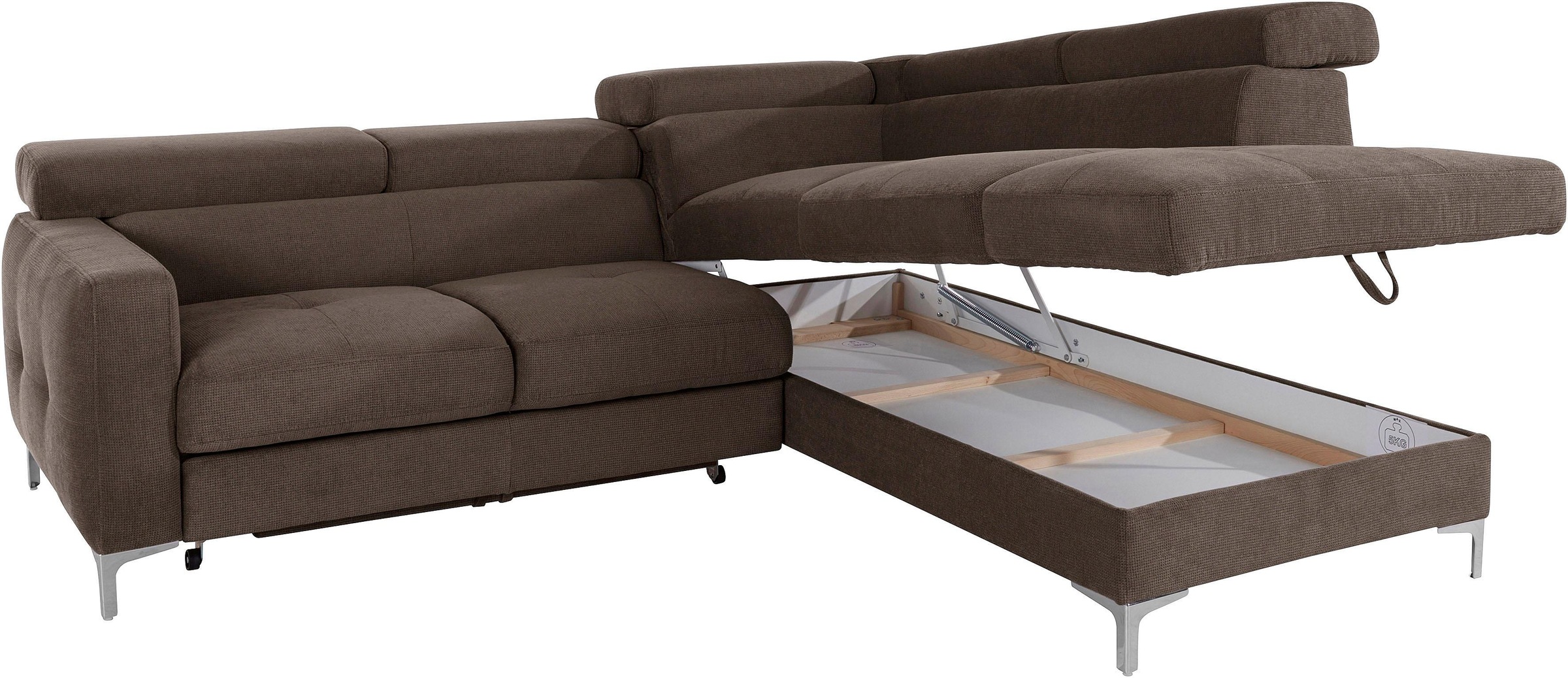COTTA Ecksofa »Sammy L-Form«, mit Kopfteilverstellung, wahlweise mit Bettfunktion & Bettkasten