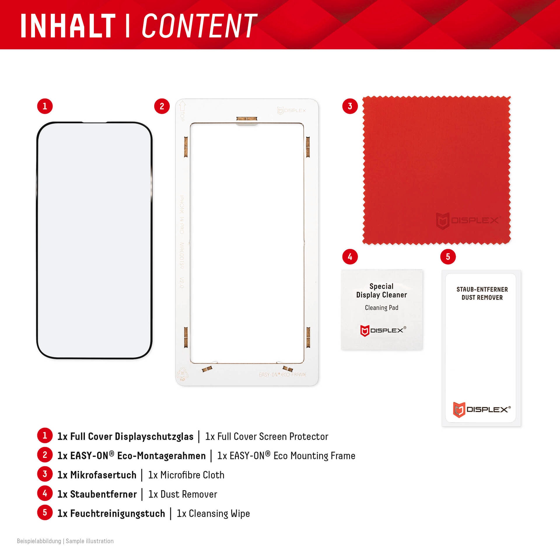 Displex Displayschutzglas »Real Glass FC«, für Apple iPhone 15-Apple iPhone 15 Pro, Displayschutzfolie Displayschutz kratzer-resistent 10H splitterfest