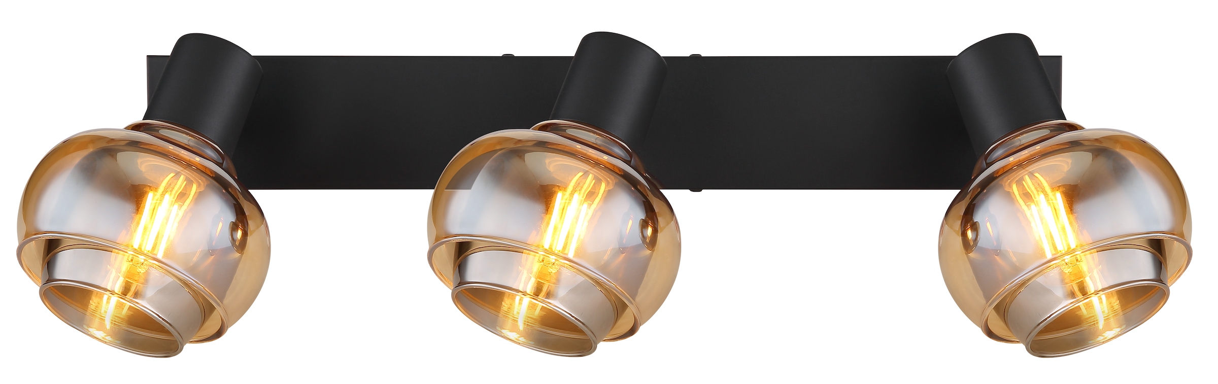 GLOBO LIGHTING Deckenstrahler »TOKKI«, Leuchtmittel E14 | ohne Leuchtmittel, Deckenspot/schwarz/Glas amber/Glas rauchfarben/Flur/Wohnzimmer