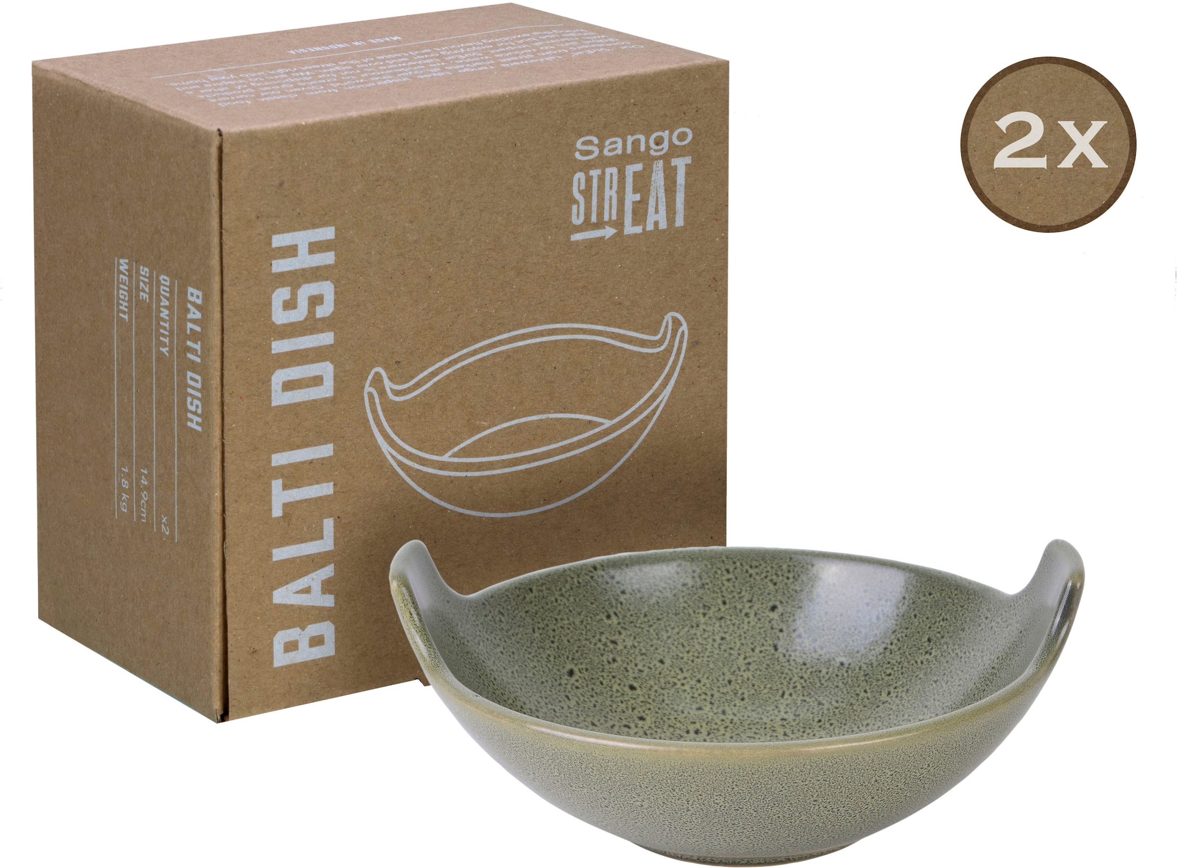 CreaTable Servierschale »Balti Dish«, 2 tlg., aus Steinzeug, Dipschale, Müslischale, Snackschale, Topaktueller „Streat Food“ Trend