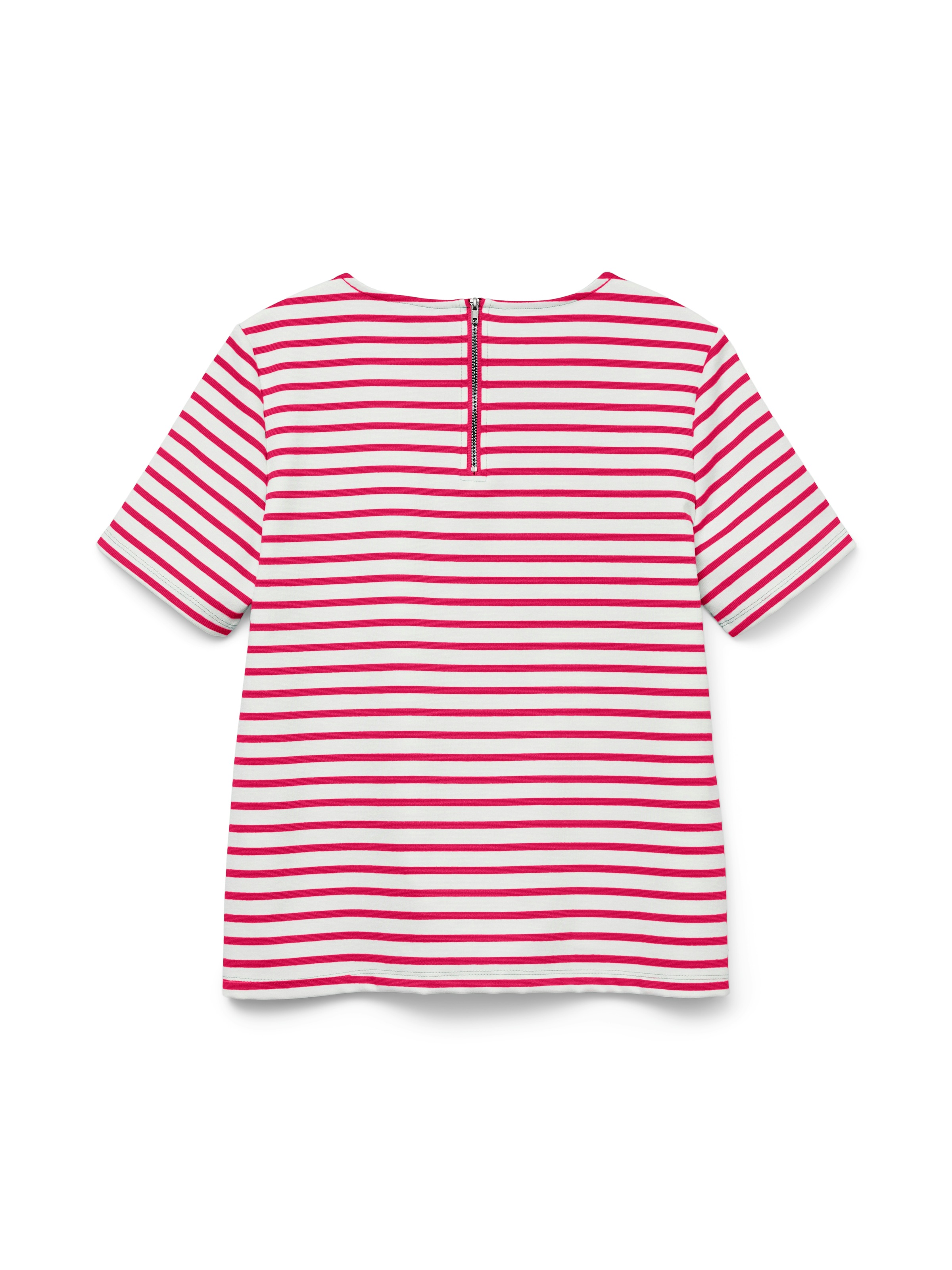 Vero Moda Rundhalsshirt "VMABBY SS ZIP TOP JRS NOOS" Materialmix, regular f günstig online kaufen