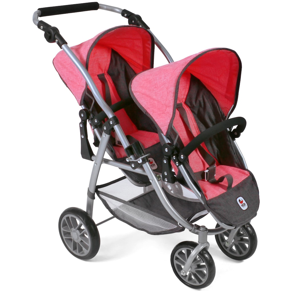CHIC2000 Puppen-Zwillingsbuggy »Tandem-Puppen-Buggy Vario, Anthrazit-Pink«