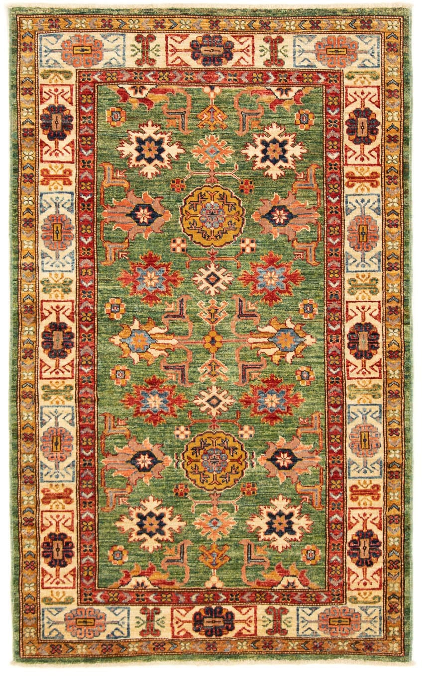 morgenland Orientteppich »Ziegler - Kazak - 157 x 95 cm - grün«, rechteckig, Wohnzimmer, Handgeknüpft, Einzelstück mit Zertifikat