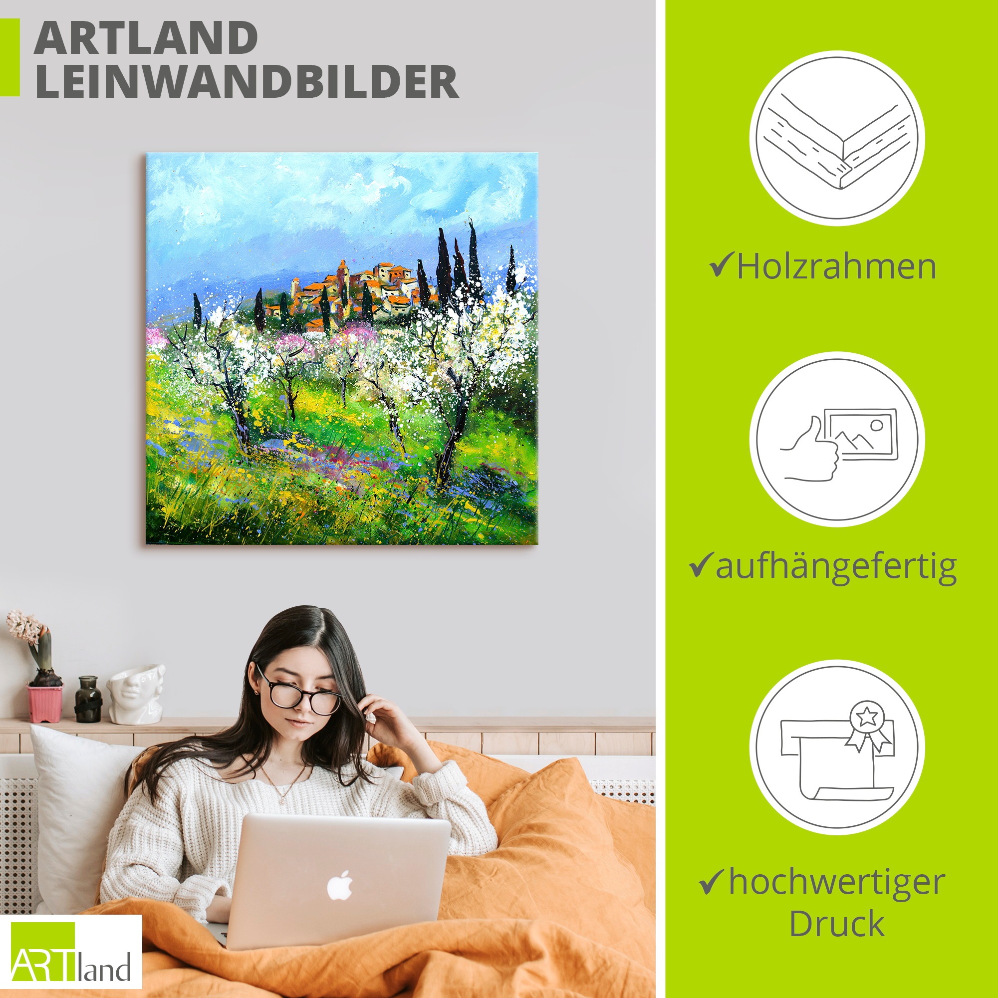 Artland Wandbild »Spring in Provence« Wiesen & Baumbilder 1 Stk. tlg. als Alubild, Leinwandbild, Poster, Wandaufkleber in verschied. Größen