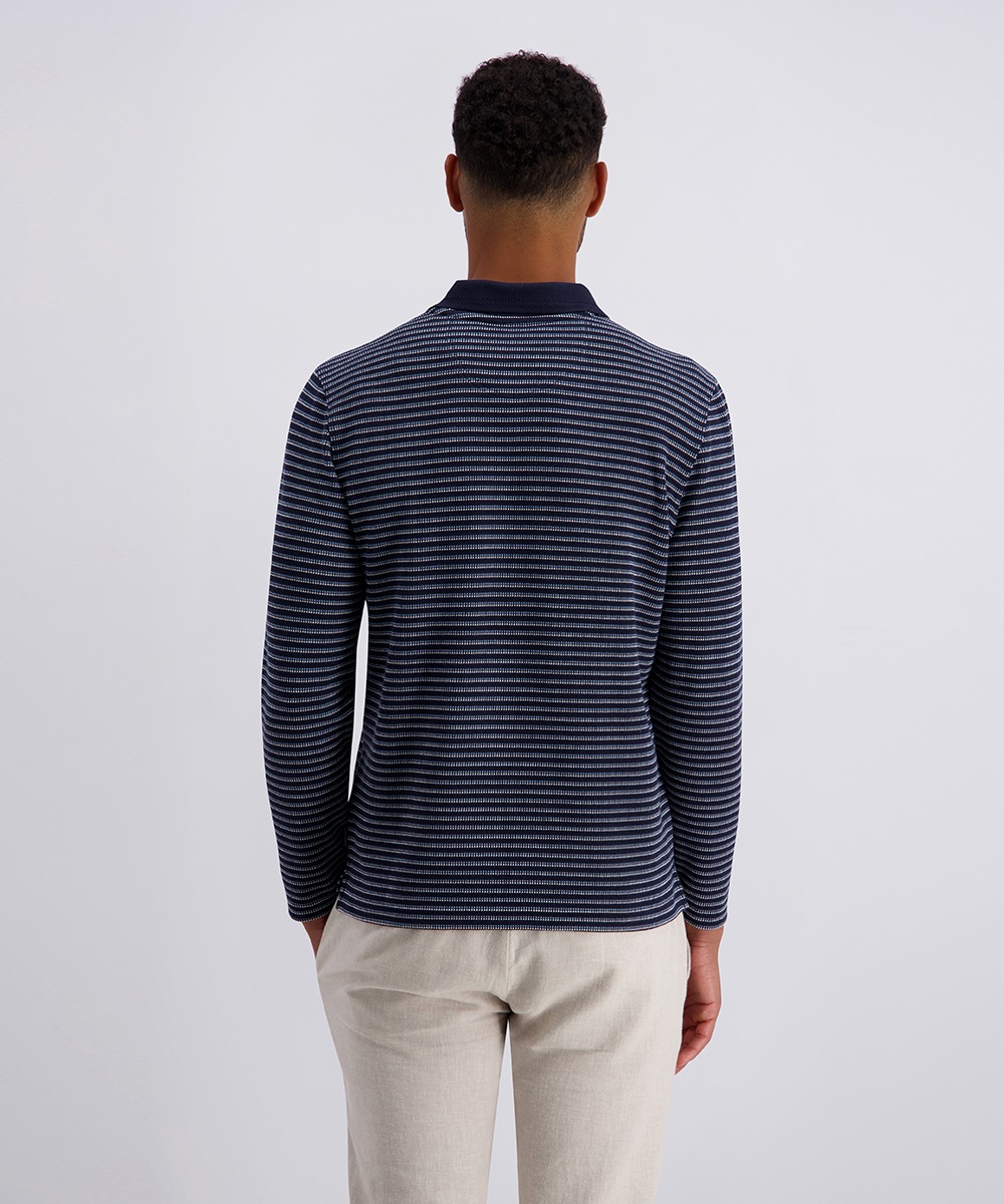 Langarm-Poloshirt PIERRE CARDIN, Herren, Gr. XXL, salute, Piqué, Obermaterial: 46% Baumwolle, 46% Polyester, 8% Elasthan, gestreift, normal normal, ohne Ausschnitt, abgesteppt, Shirts, Piqué Interlock im Streifendessin 5