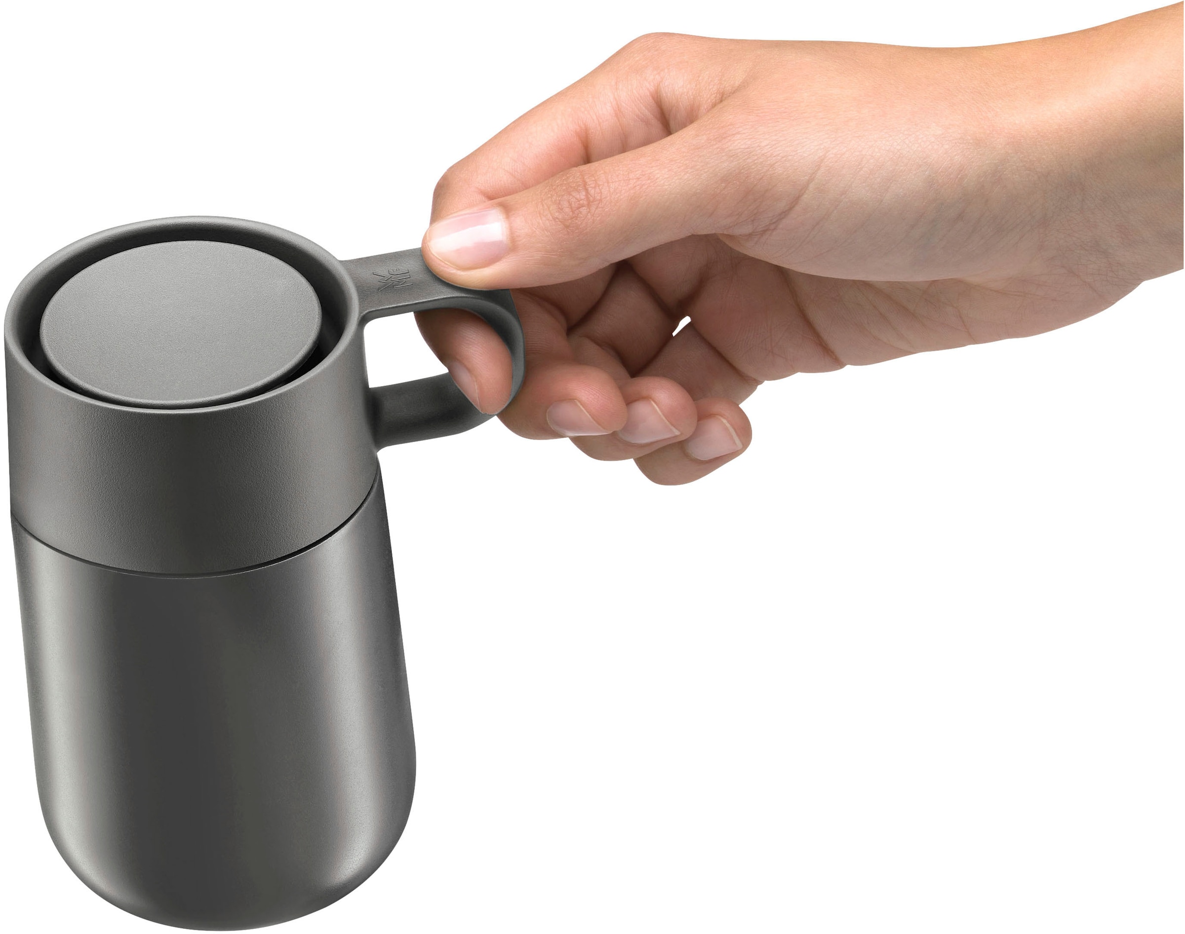 WMF Thermobecher »Impulse Travel Mug«, doppelwandiger Edelstahl, geringe Höhe, 360°-Trinköffnung
