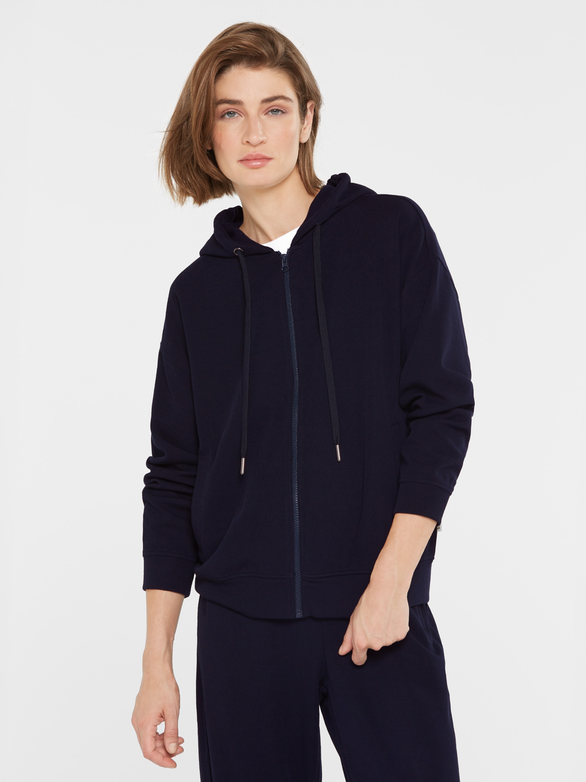 SENSES.THE LABEL Kapuzensweatjacke mit verstellbarer Kapuze