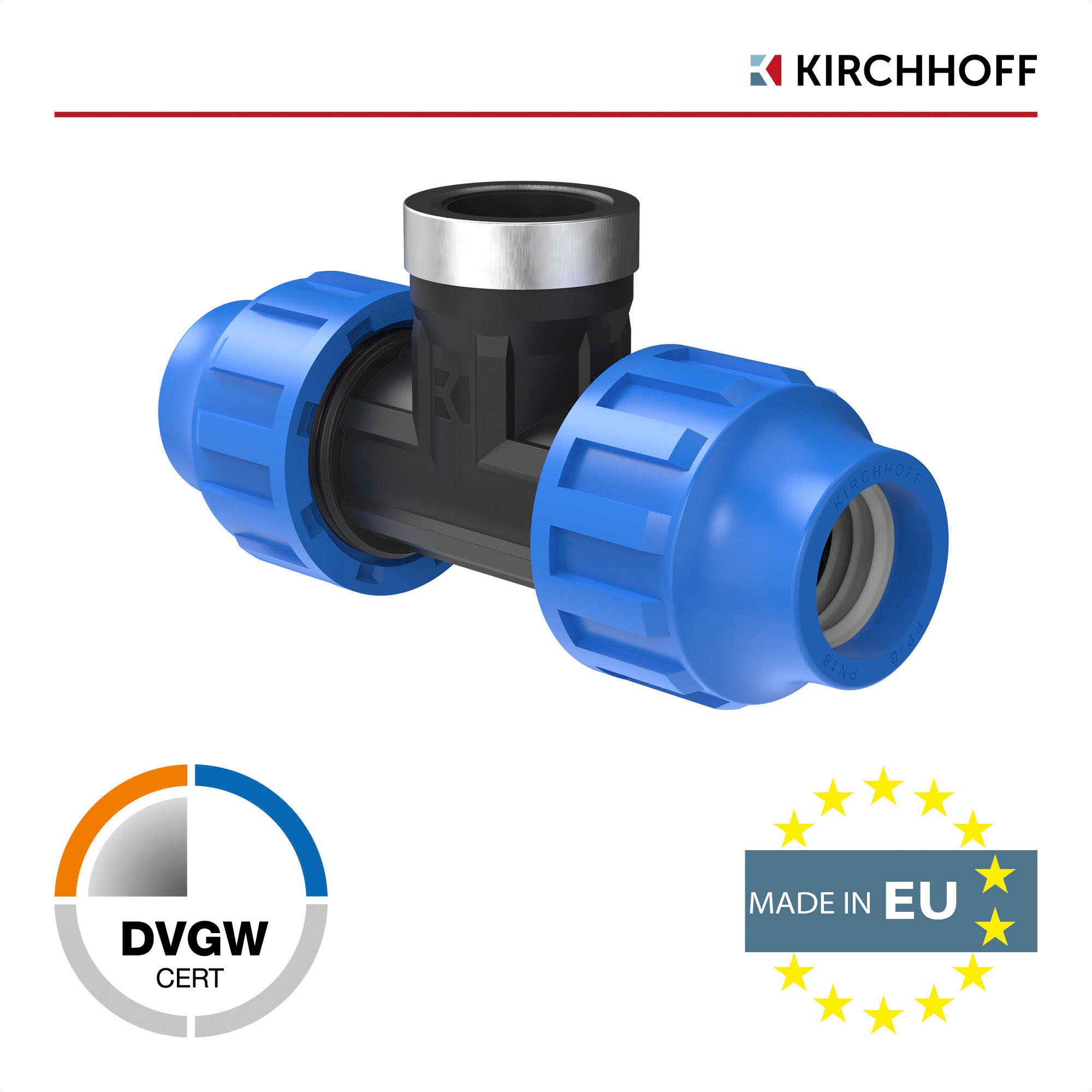 Kirchhoff T-Stück, für HDPE Rohr, 3/4" x 20 mm