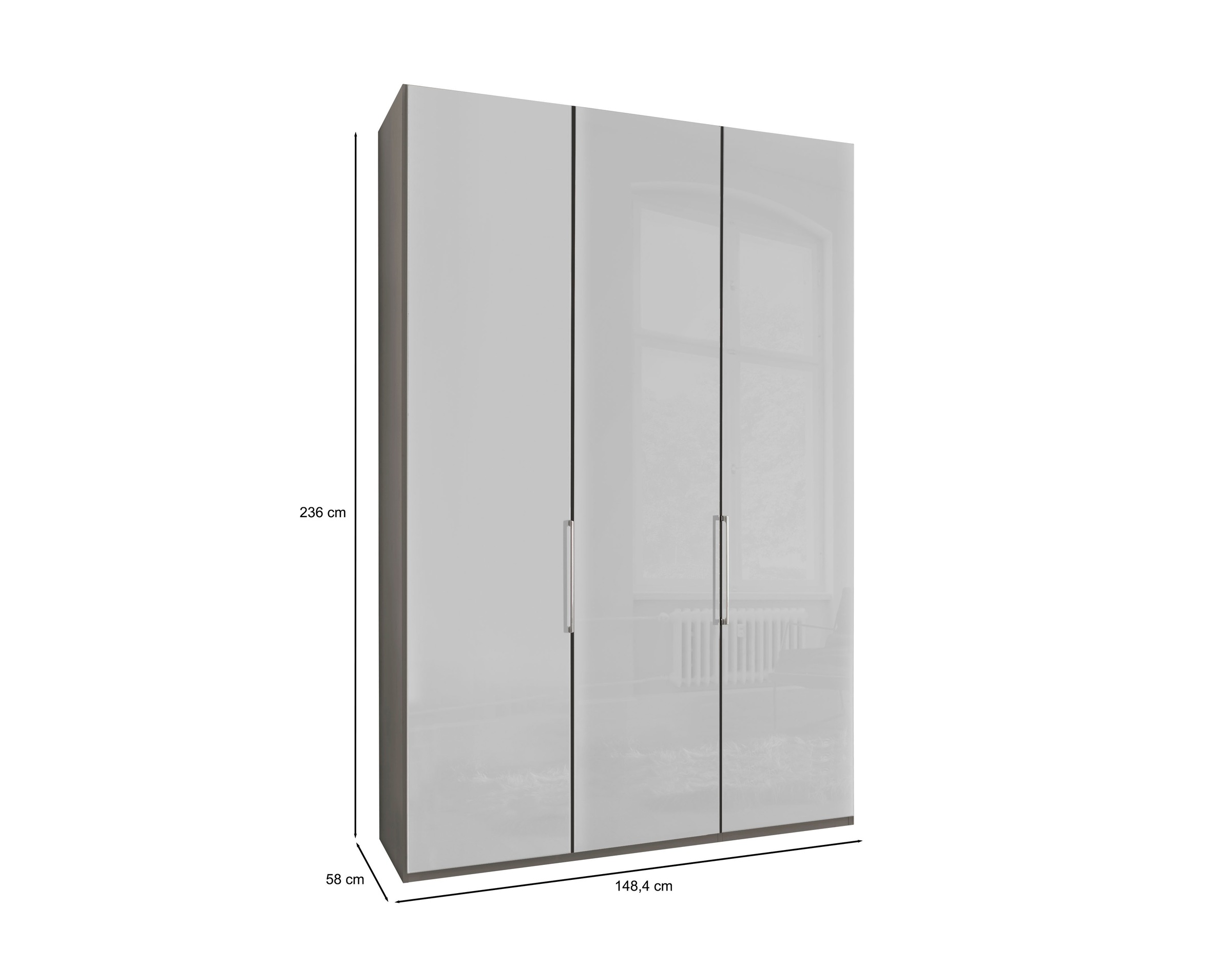 WIEMANN Drehtürenschrank »Monaco, Made in Germany, edle Glasfront, in verschiedenen Farben,«, hochwertige Beschlägen inkl. Dämpfung